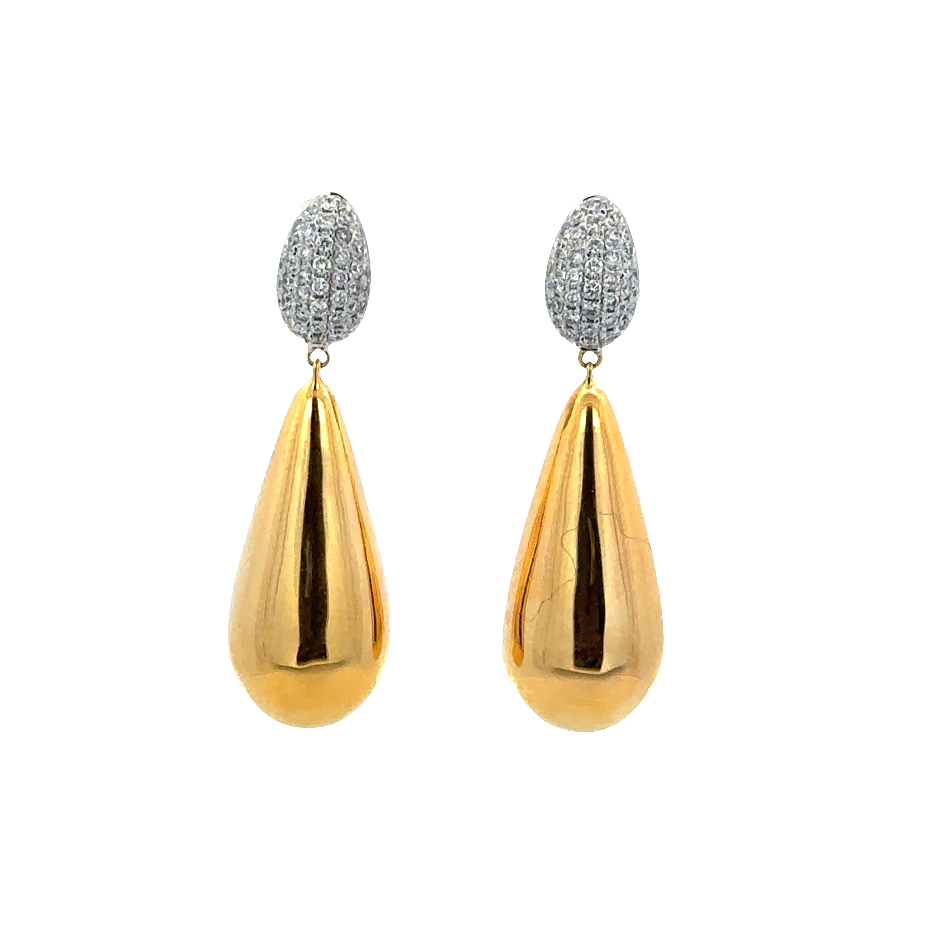 14k Yellow Gold Teardrop Diamond Earrings