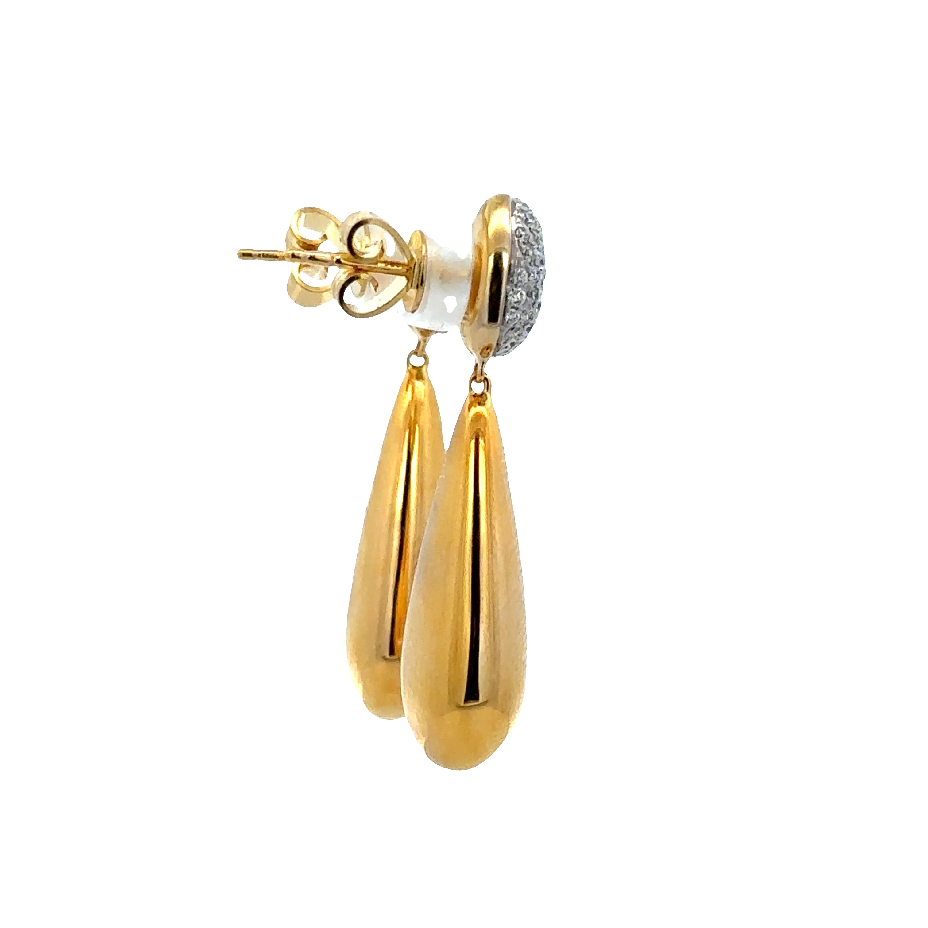 14k Yellow Gold Teardrop Diamond Earrings - Image 2