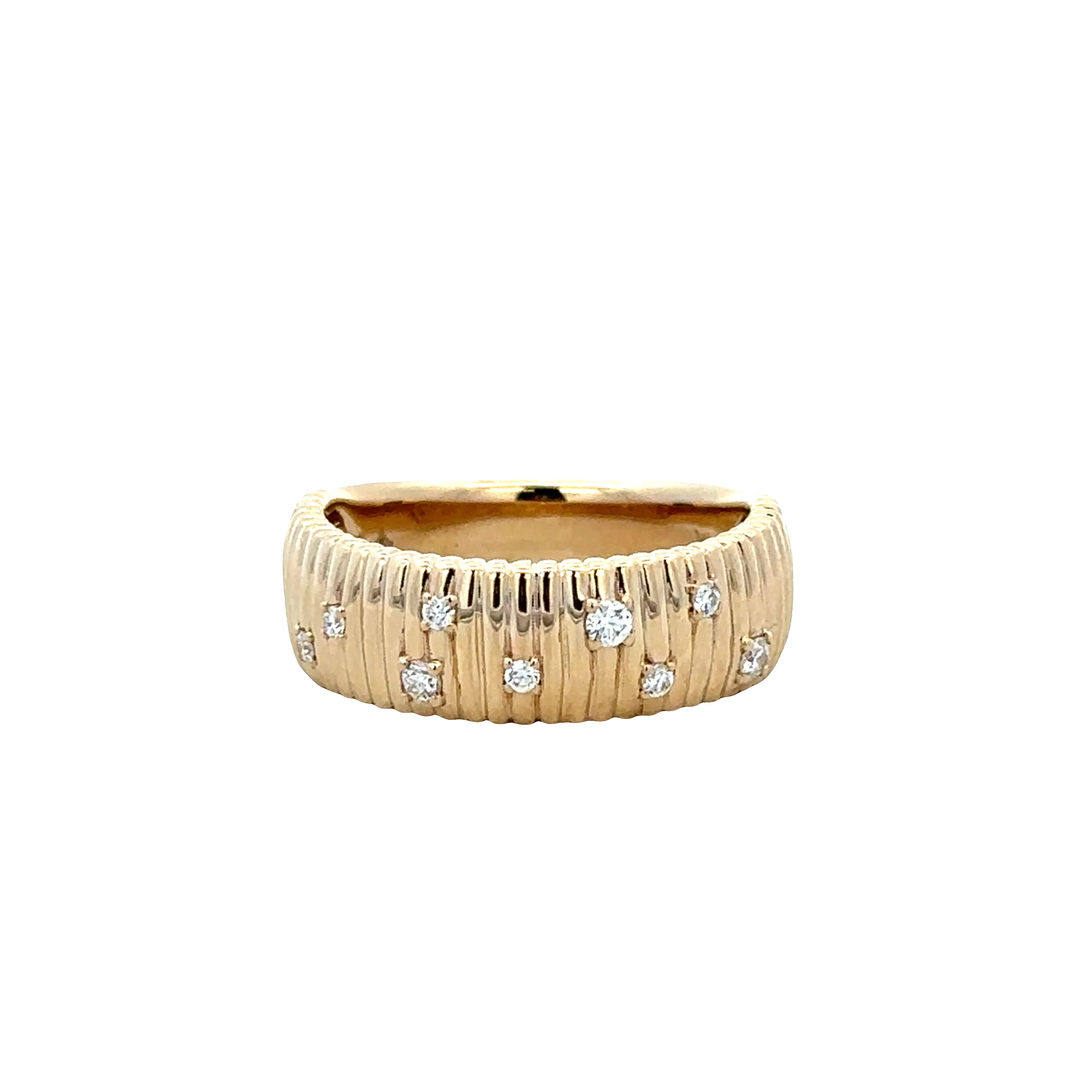 14k Yellow Gold Textured Diamond Ring – Size 6.5