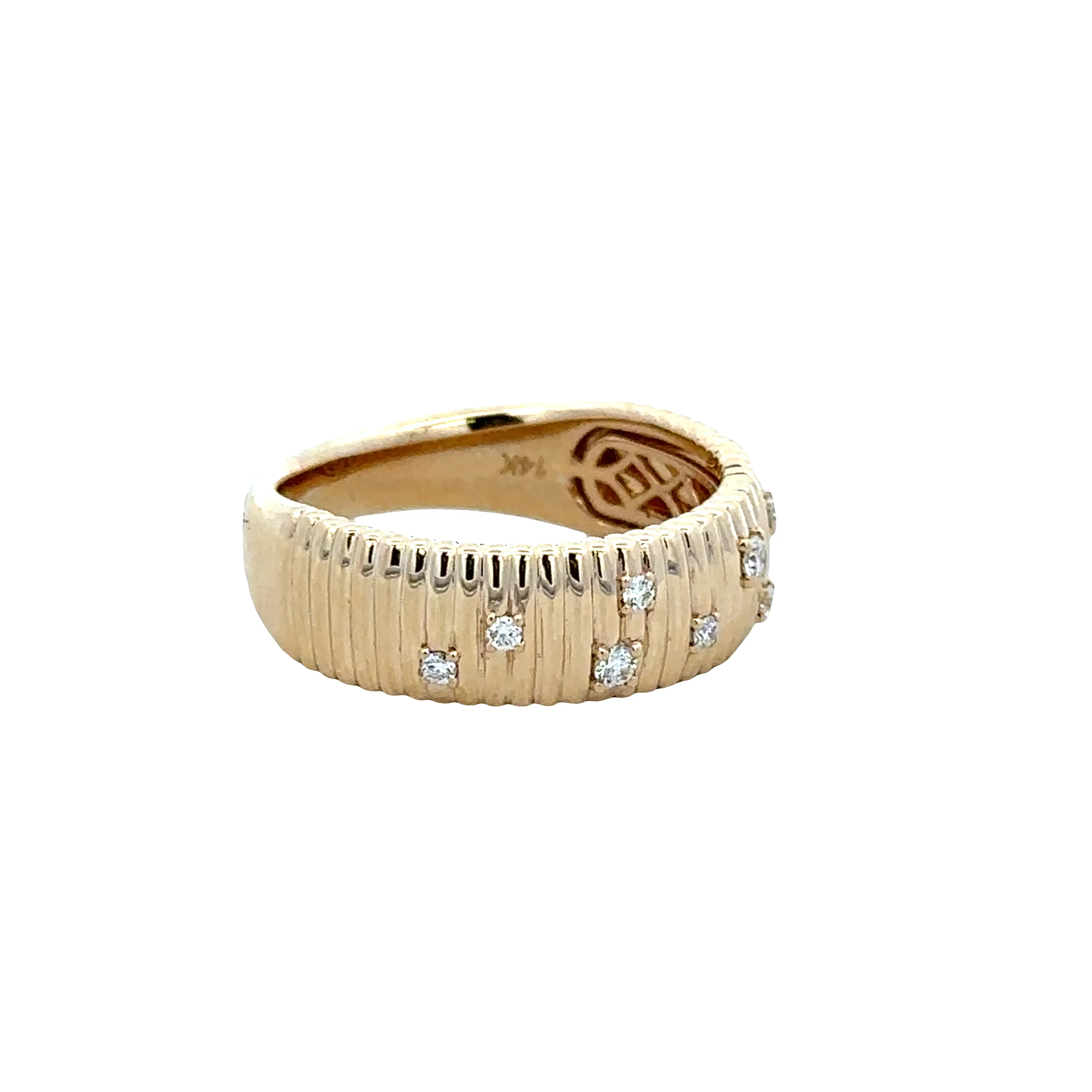 14k Yellow Gold Textured Diamond Ring – Size 6.5 - Image 2