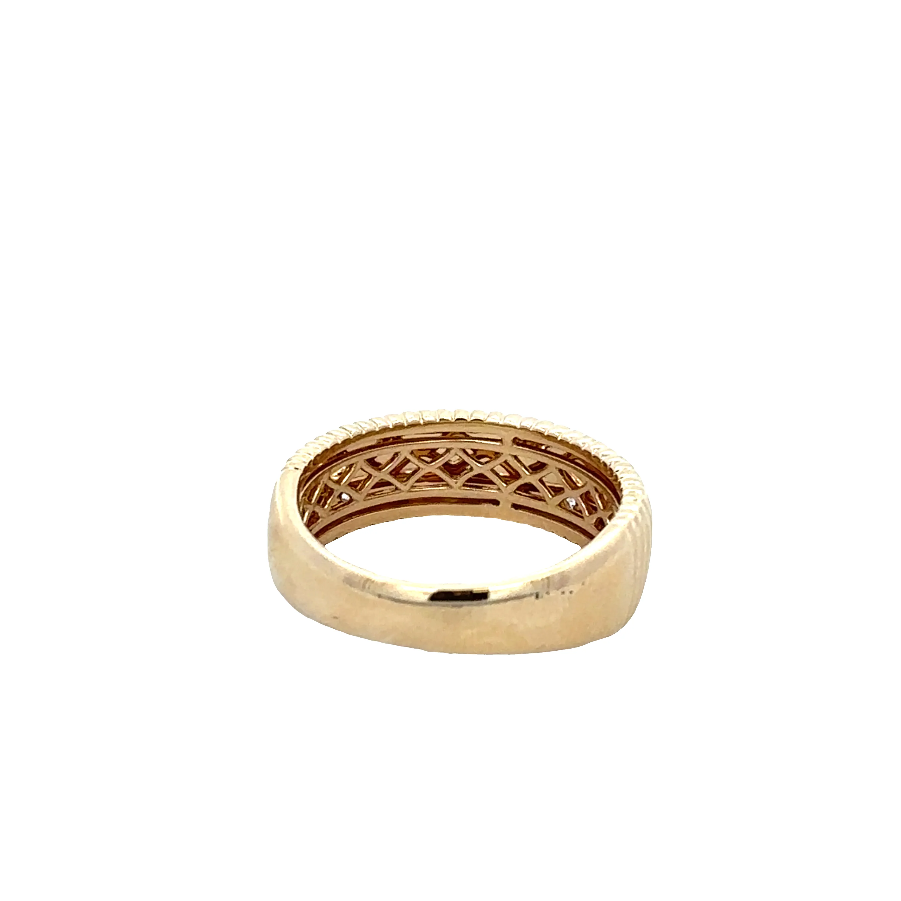 14k Yellow Gold Textured Diamond Ring – Size 6.5 - Image 3