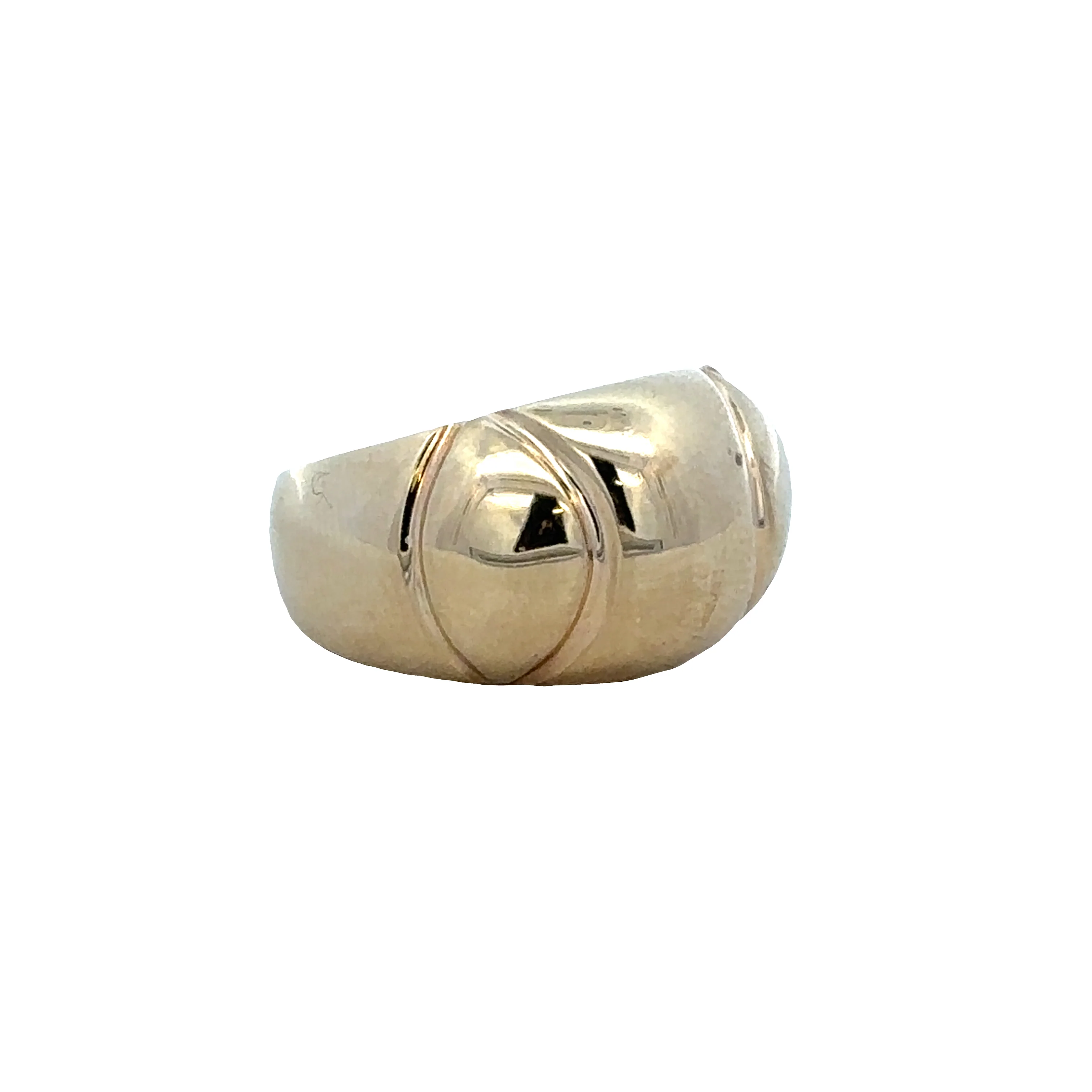 14k Yellow Gold Textured Domed Ring – Size 5 - Image 2
