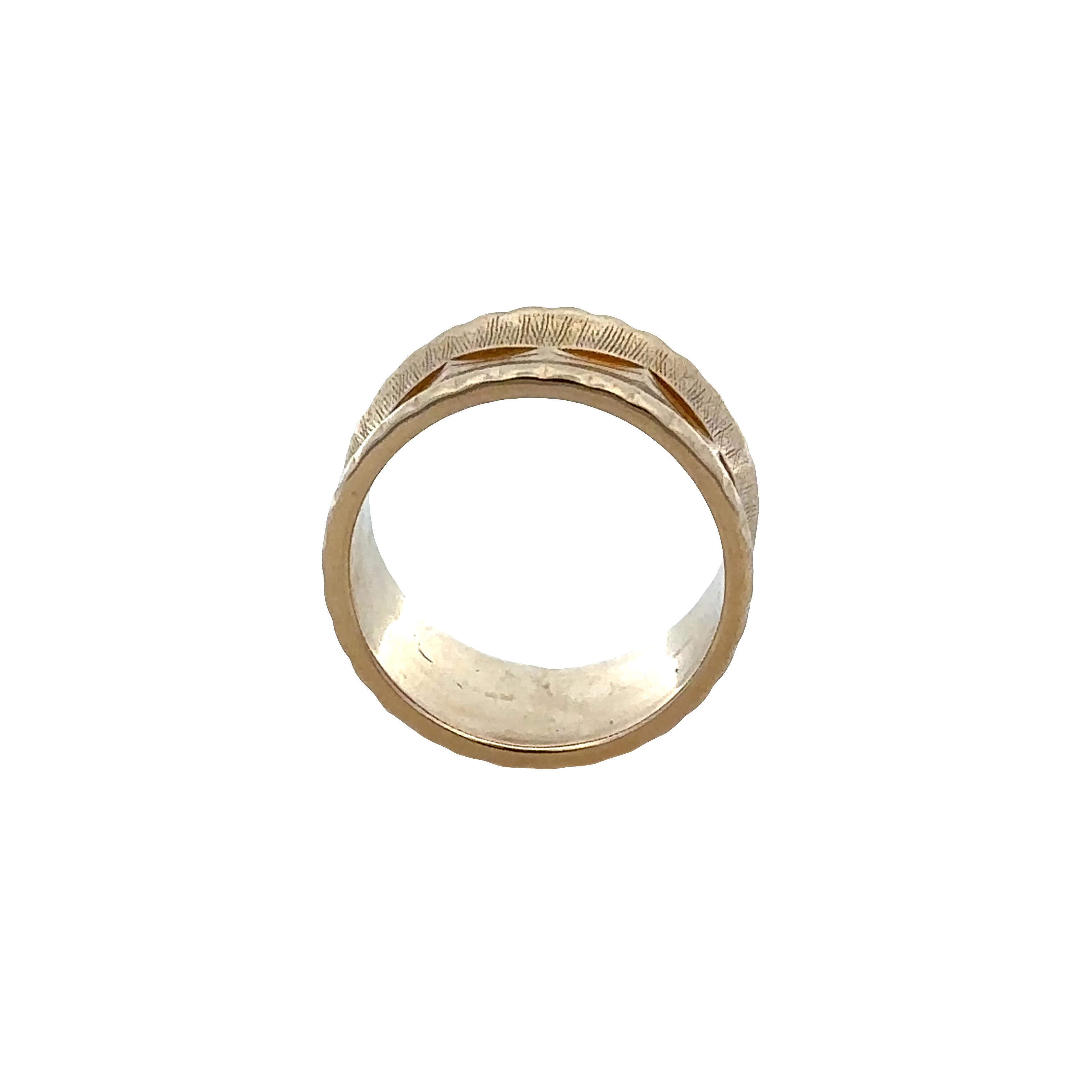 14k Yellow Gold Textured Wide Band – Size 6.25 - Image 2