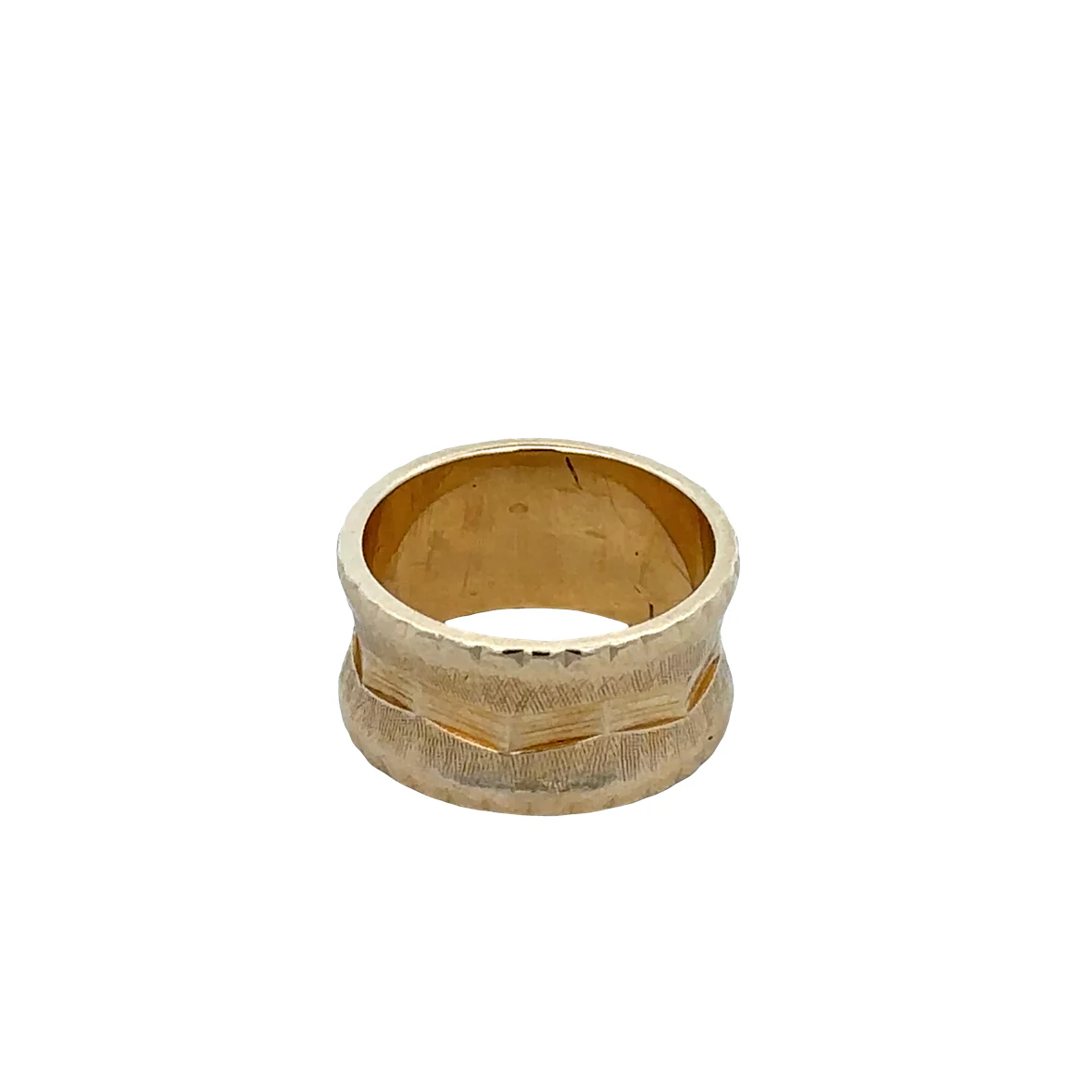 14k Yellow Gold Textured Wide Band – Size 6.25 - Image 3