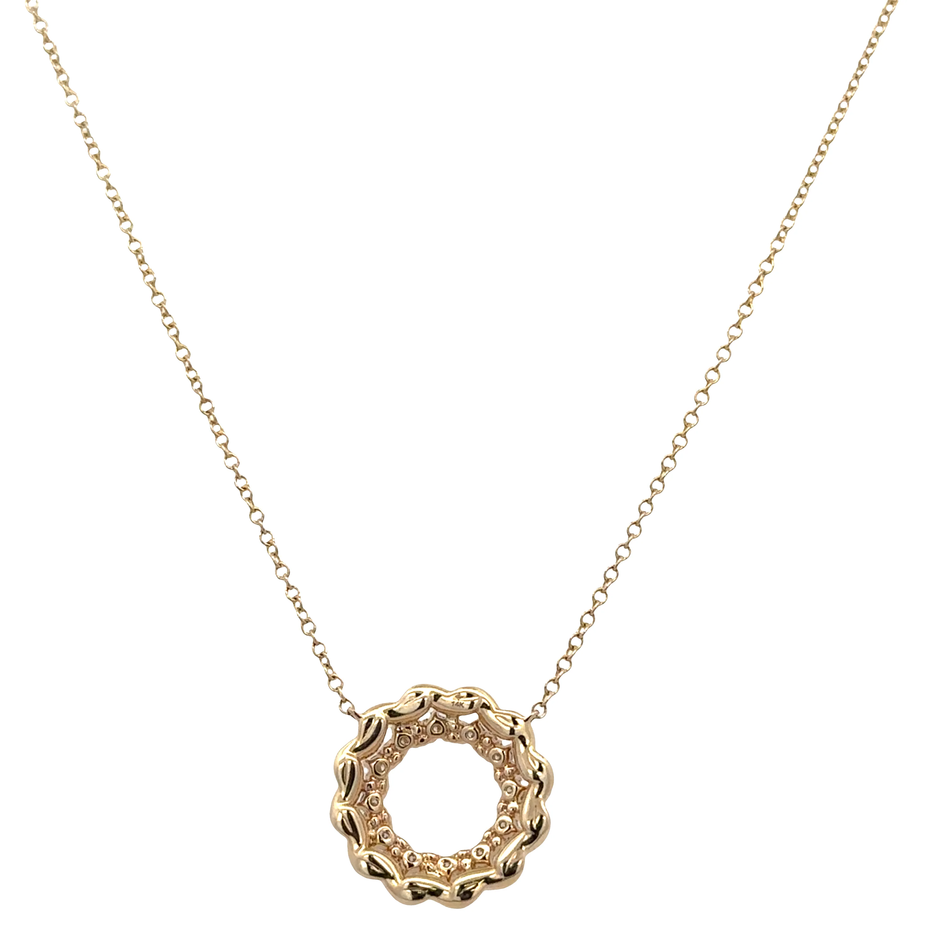 14k Yellow Gold Two-Tone Rope Accented Diamond Necklace – 0.31 CTW, Adjustable 16"–18" - Image 2
