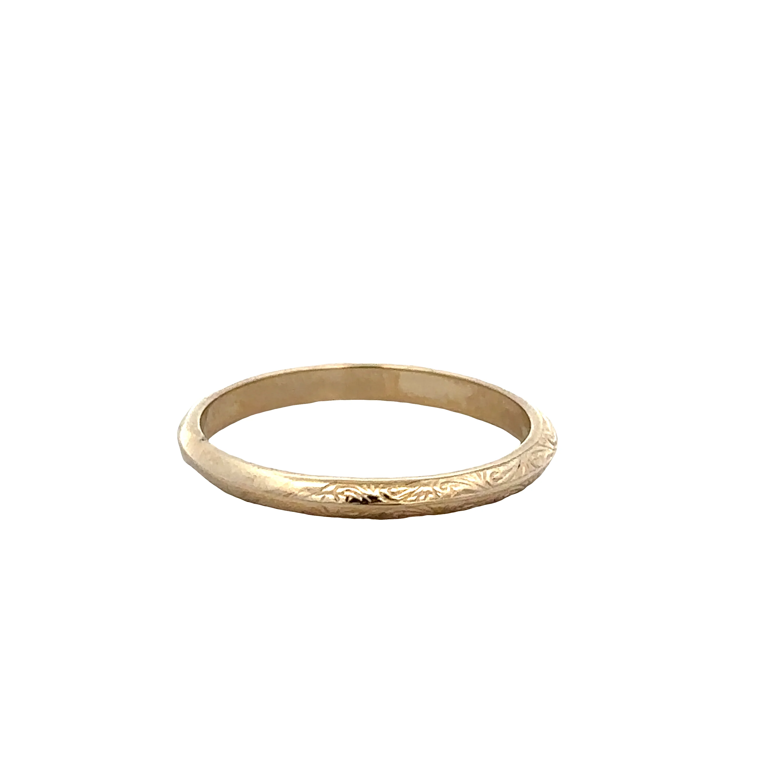 14k Yellow Gold Vintage-Inspired Engraved Band – Size 6.5 - Image 2