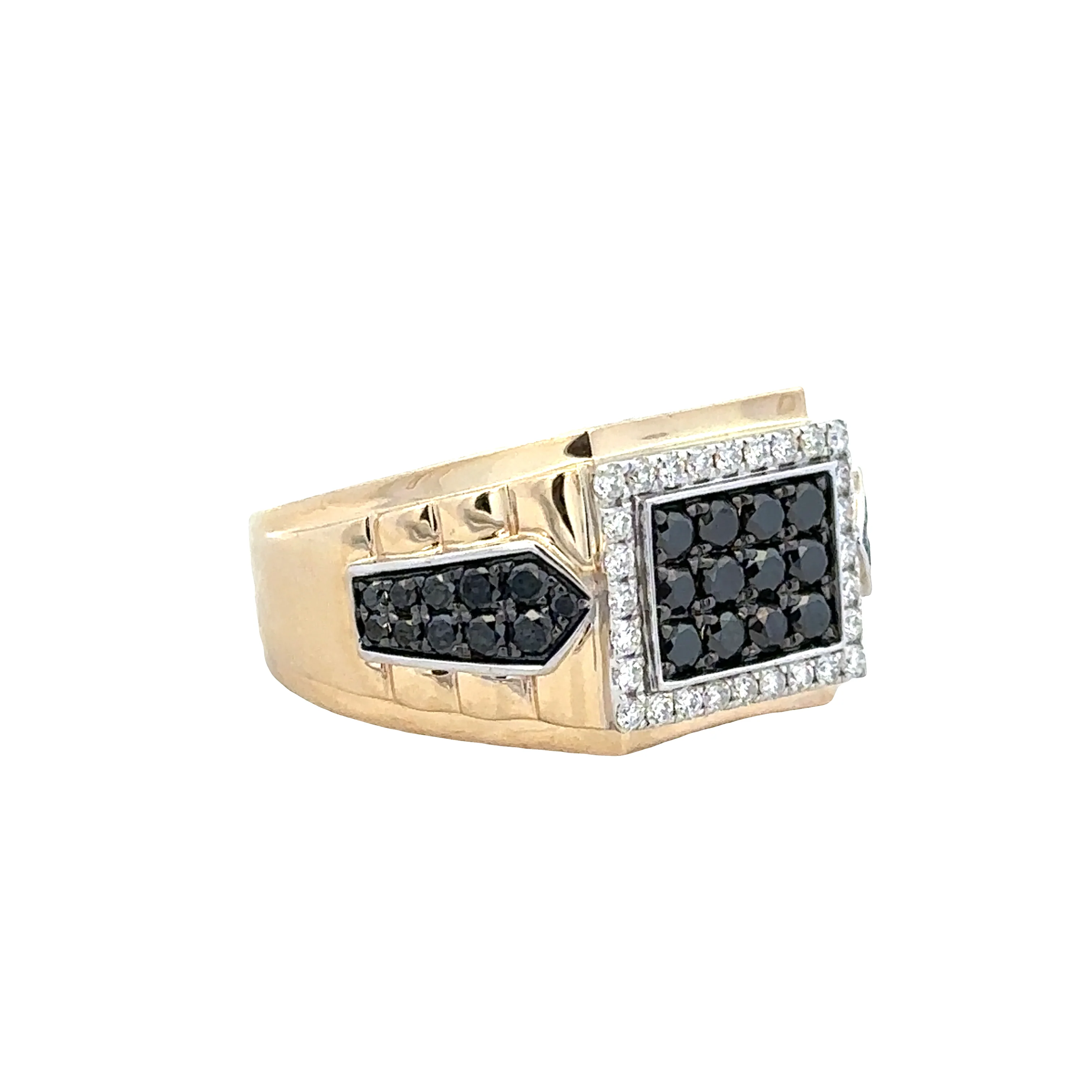 14k Yellow & White Gold Black and White Diamond Cluster Ring – Size 10.5 - Image 2