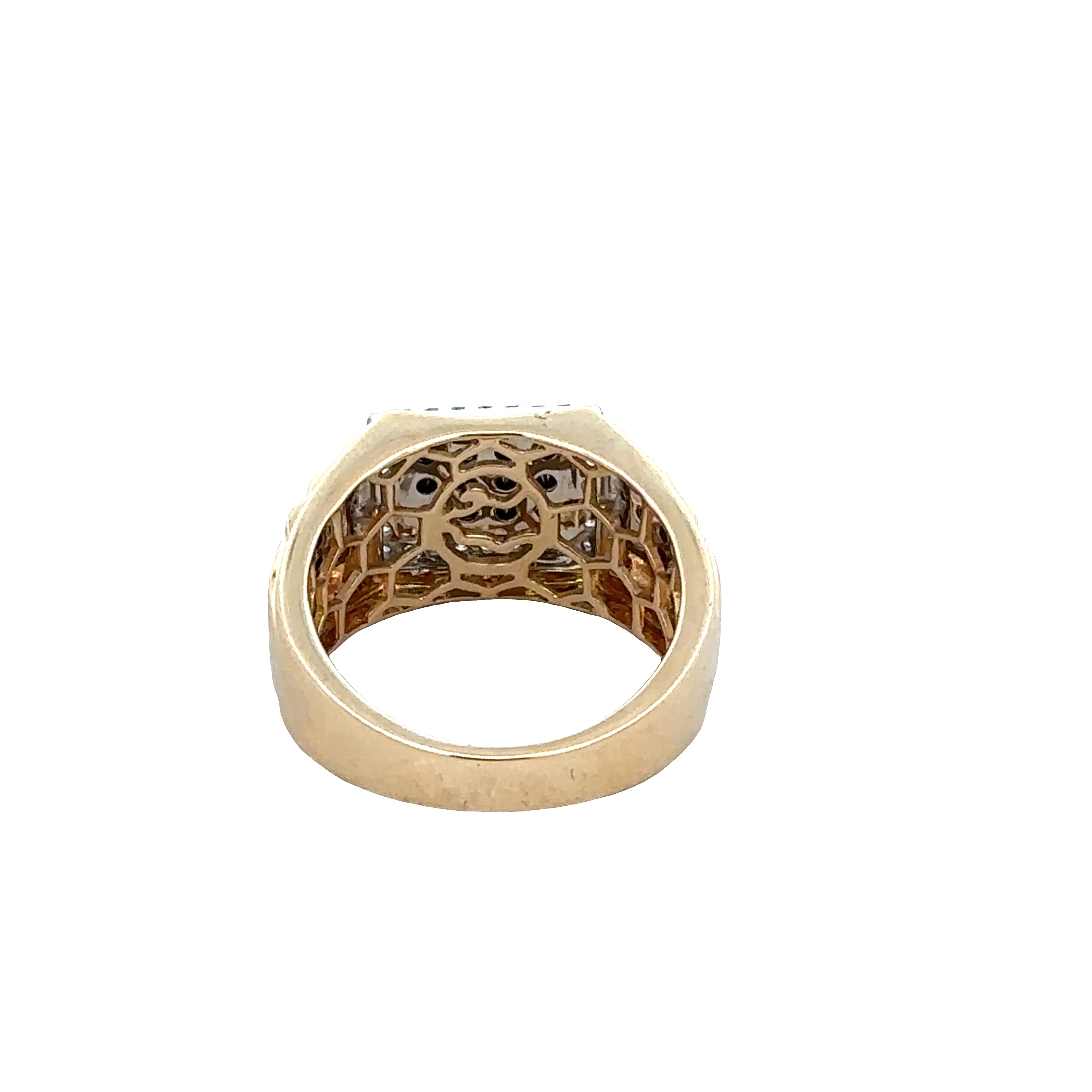14k Yellow & White Gold Black and White Diamond Cluster Ring – Size 10.5 - Image 3