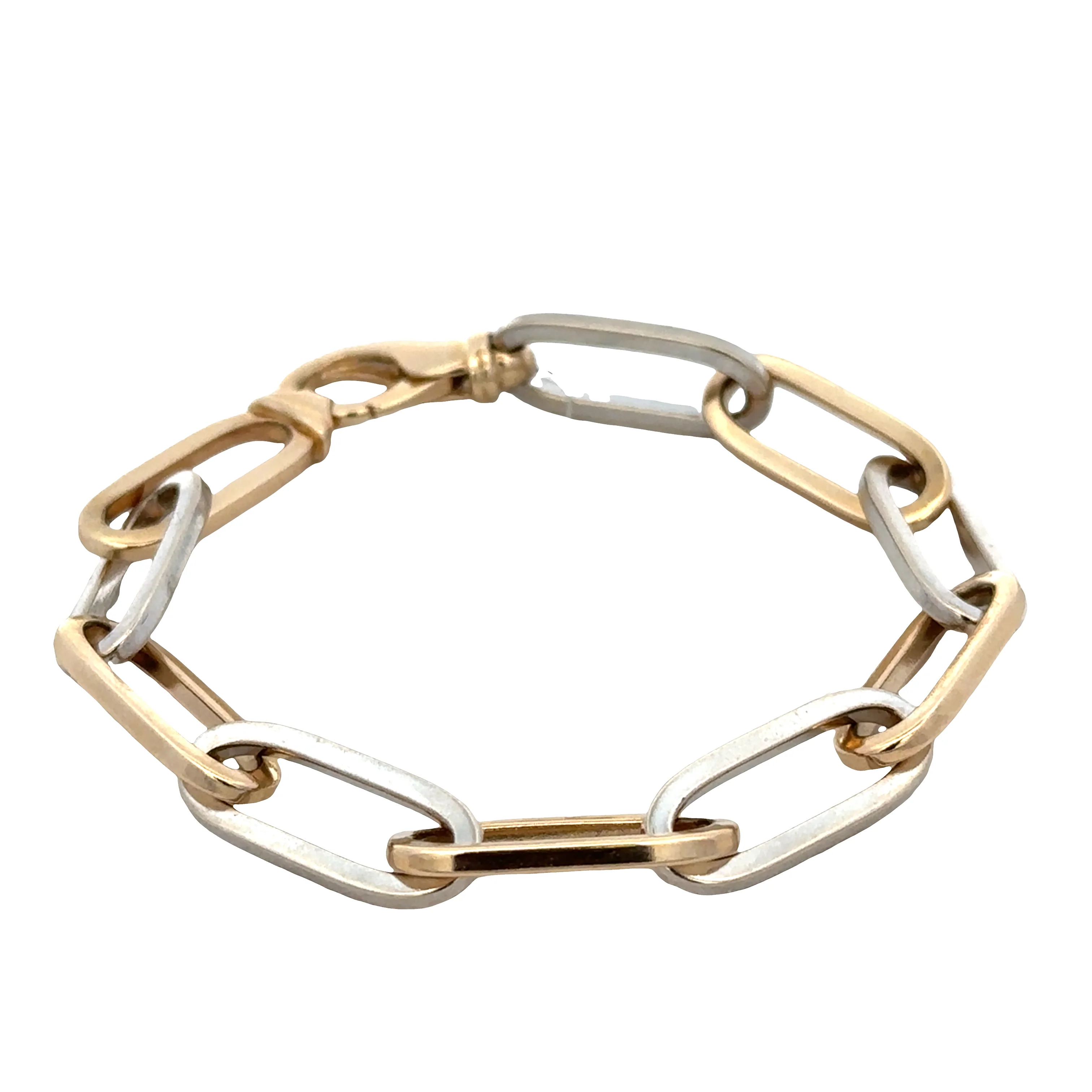 14k Yellow & White Gold Paperclip Link Bracelet – 8" - Image 2