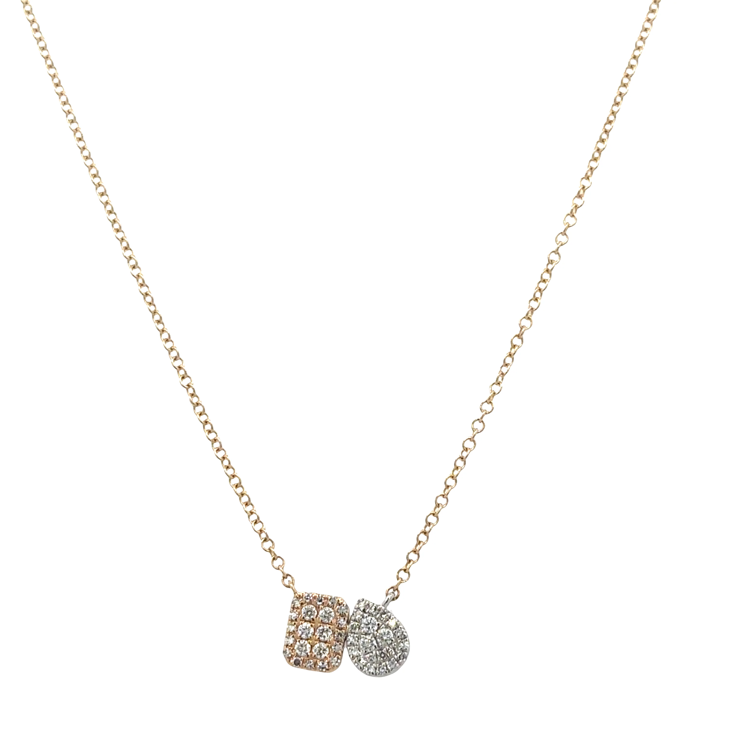 14k Yellow & White Gold Toi et Moi Diamond Cluster Necklace – Adjustable 16"–18" - Image 2