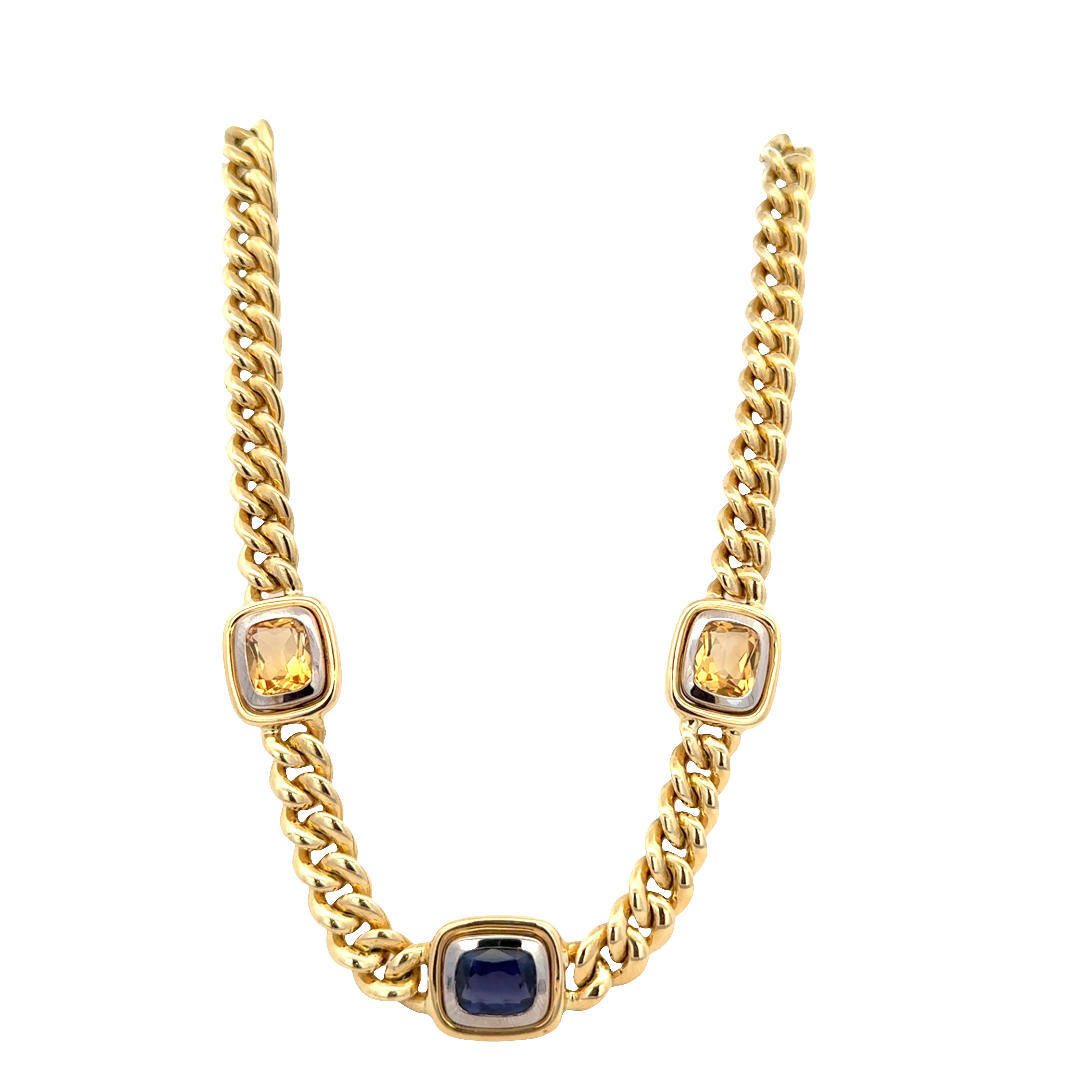 17" Heavy Iolite and Citrine Necklace in 18k Yellow Gold - Image 3