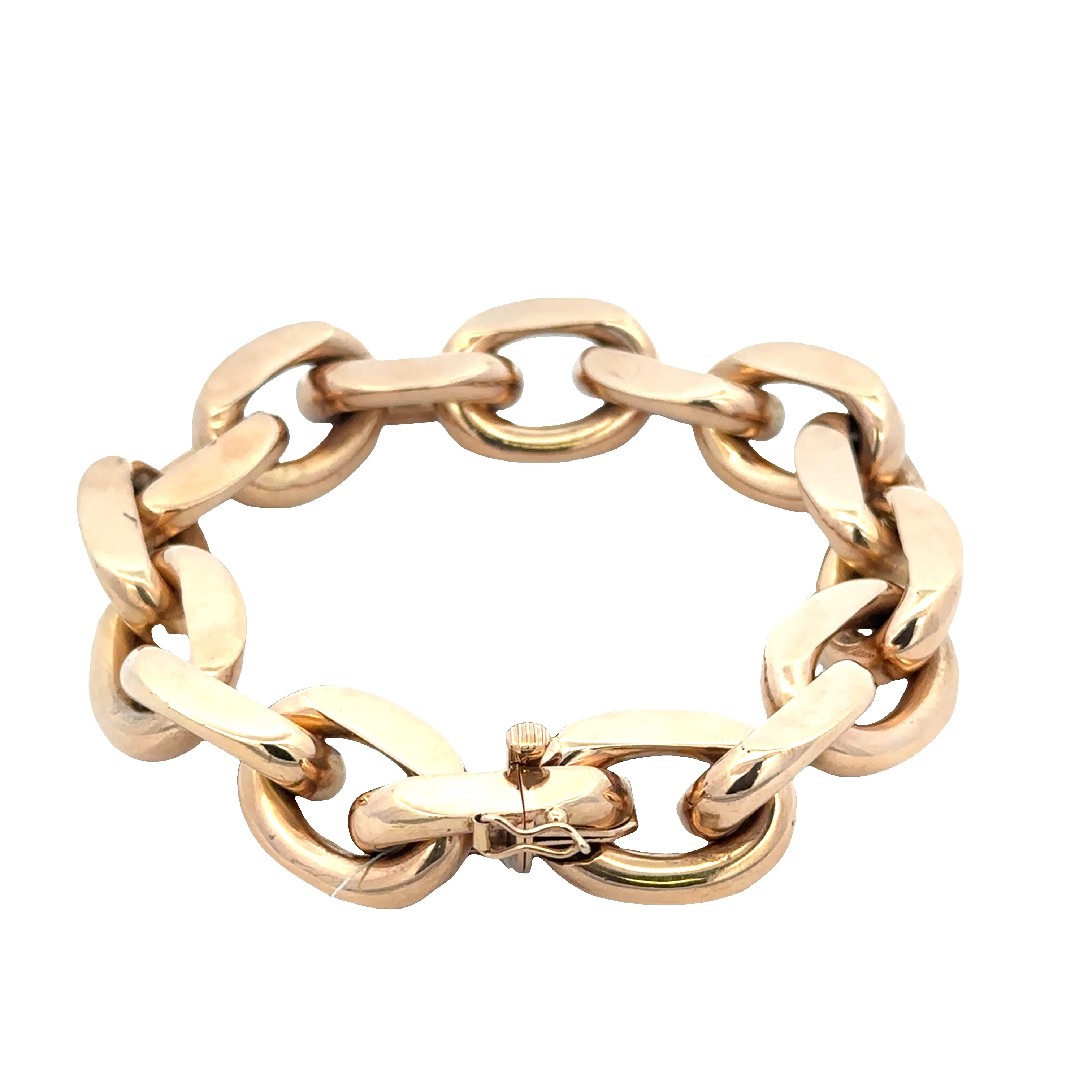 18k Rose Gold Chunky Geometric Link Bracelet – 55.2 Grams, 9" Long - Image 2