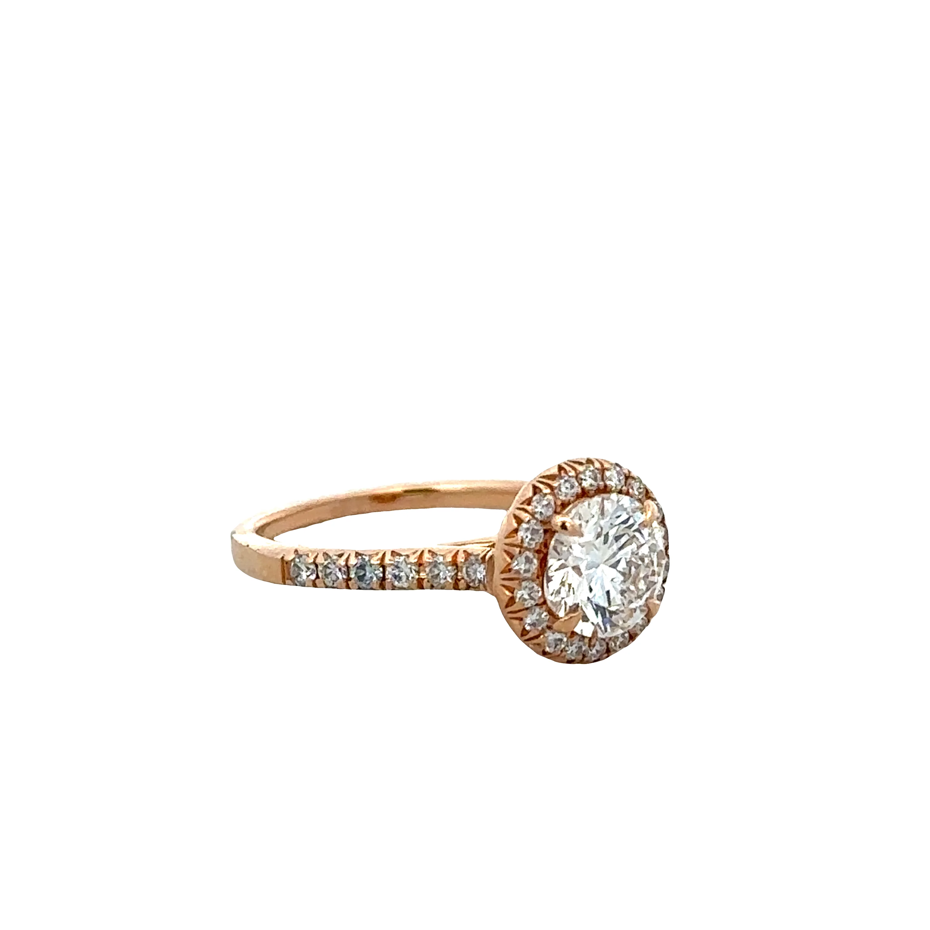 18k Rose Gold Diamond Halo Engagement Ring – GIA Certified, Size 3.75 - Image 3