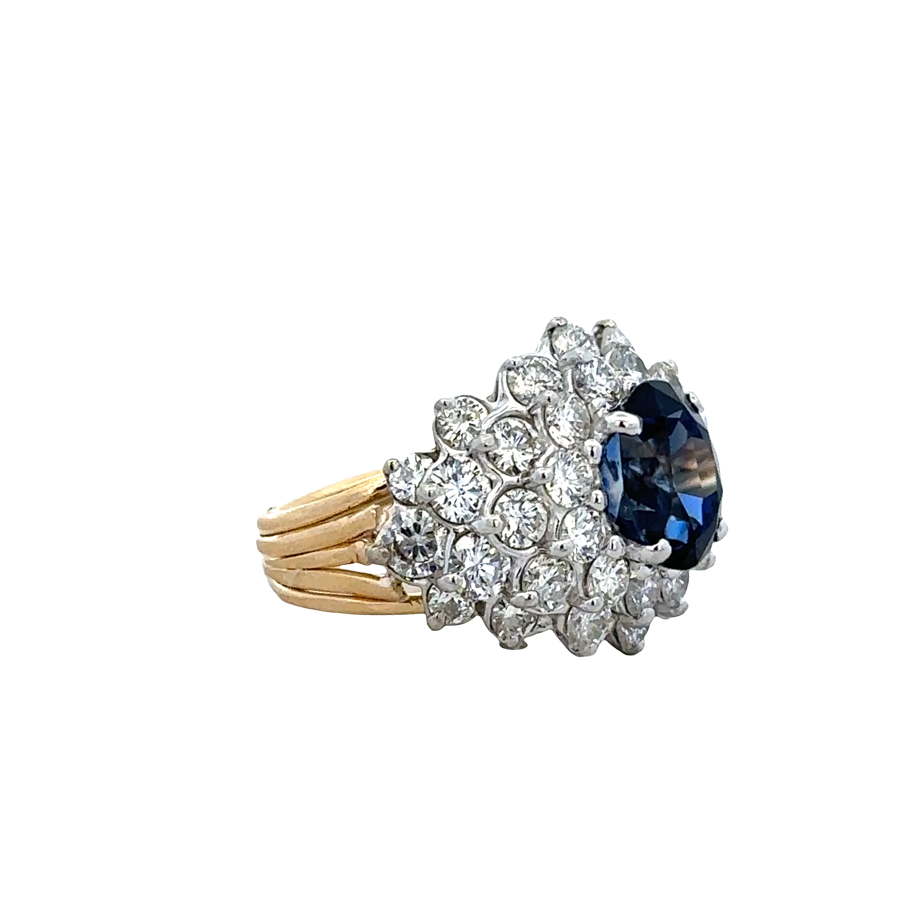 18k Two Tone Gold Sapphire & Diamond Ring – Size 5 - Image 2