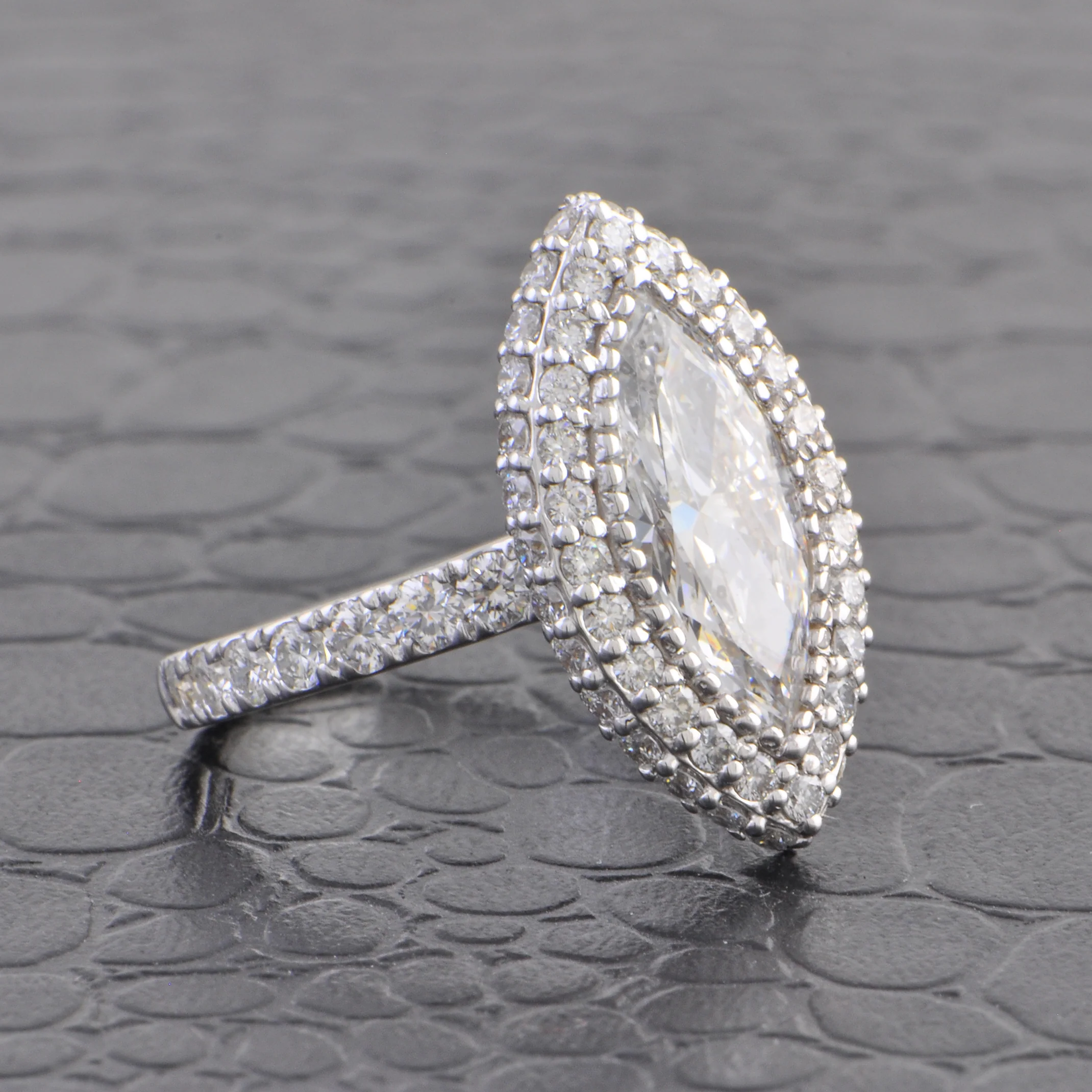 18k White Gold 2.0 Carat Marquise Cut Diamond Engagement Ring with Halo – D Color, SI1 Clarity - Image 2