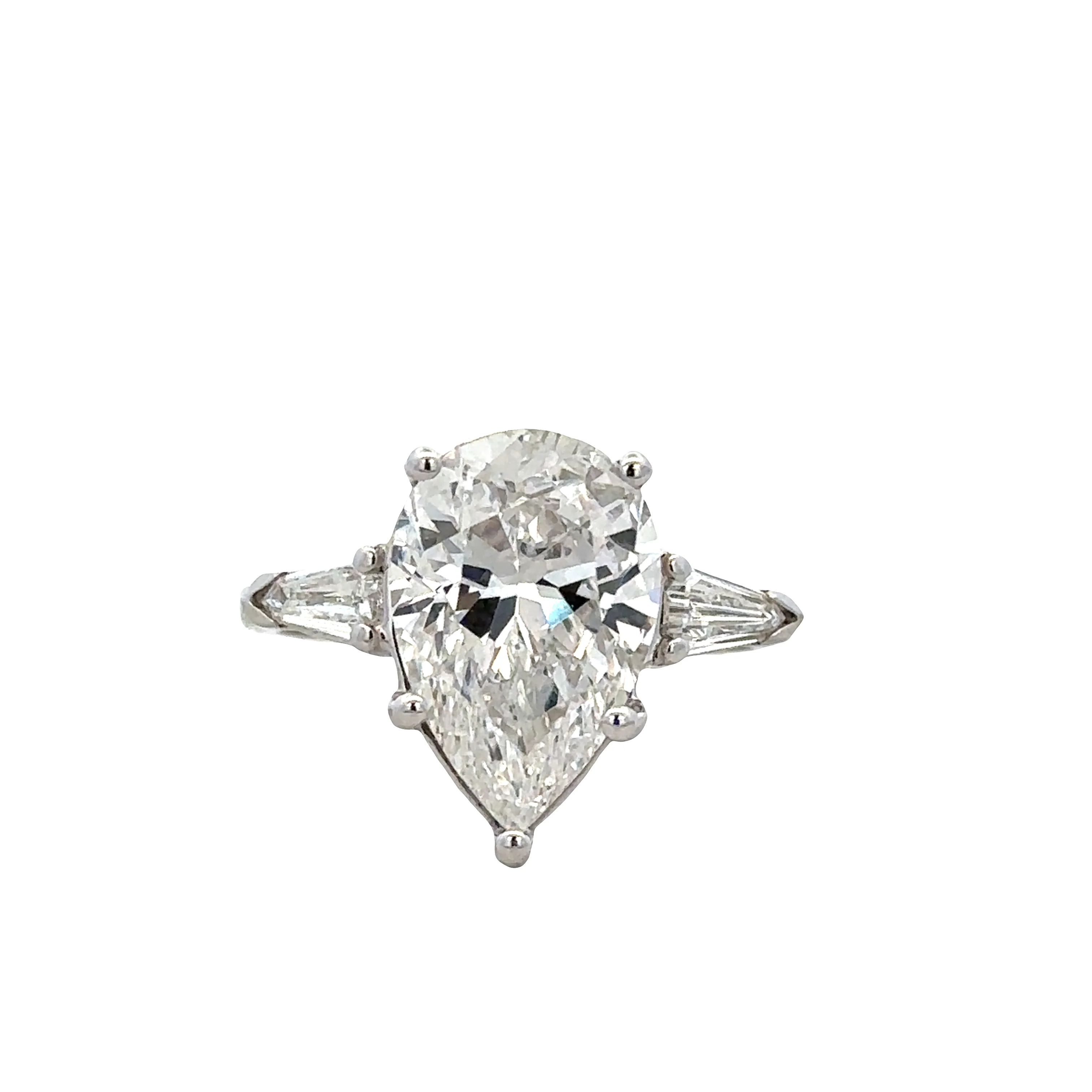 18k White Gold 4.07 Carat Pear-Shaped Diamond Engagement Ring