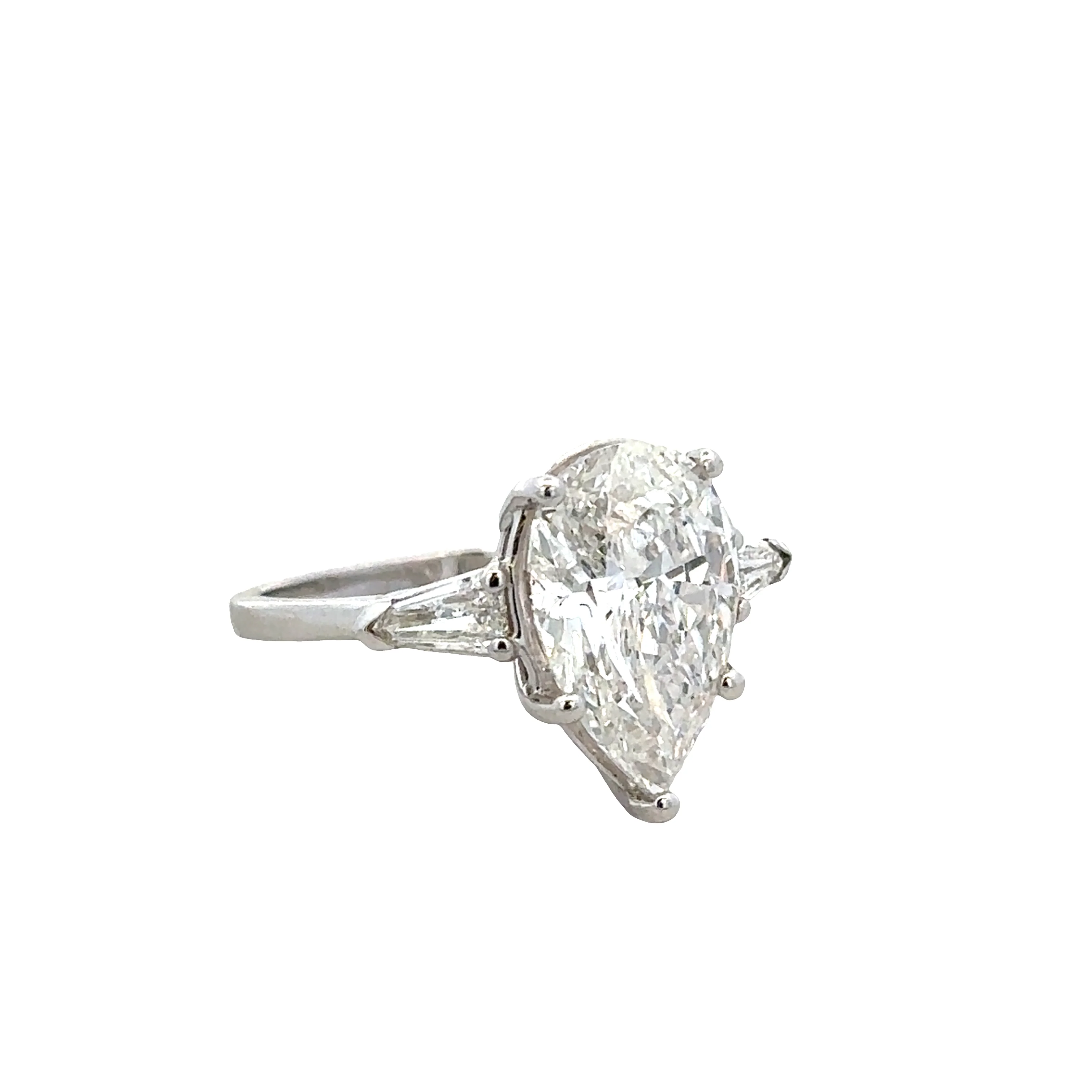 18k White Gold 4.07 Carat Pear-Shaped Diamond Engagement Ring - Image 2