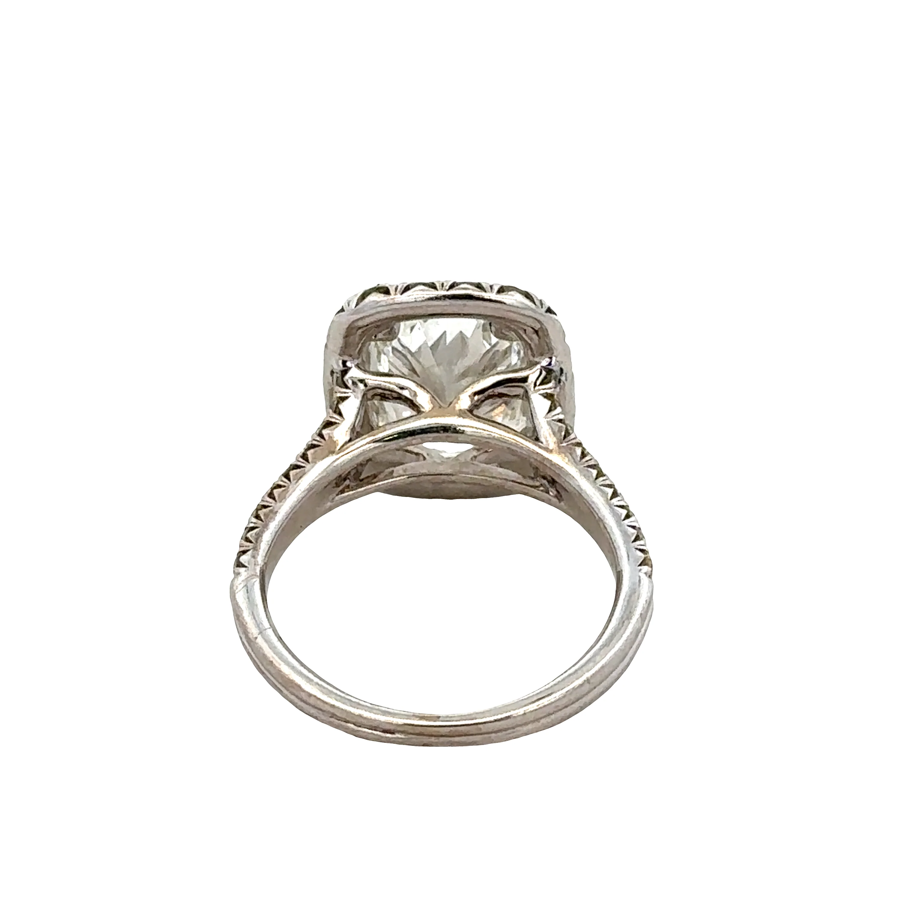 18k White Gold Antique Cushion Cut Diamond Halo Engagement Ring – Size 6.25 - Image 3