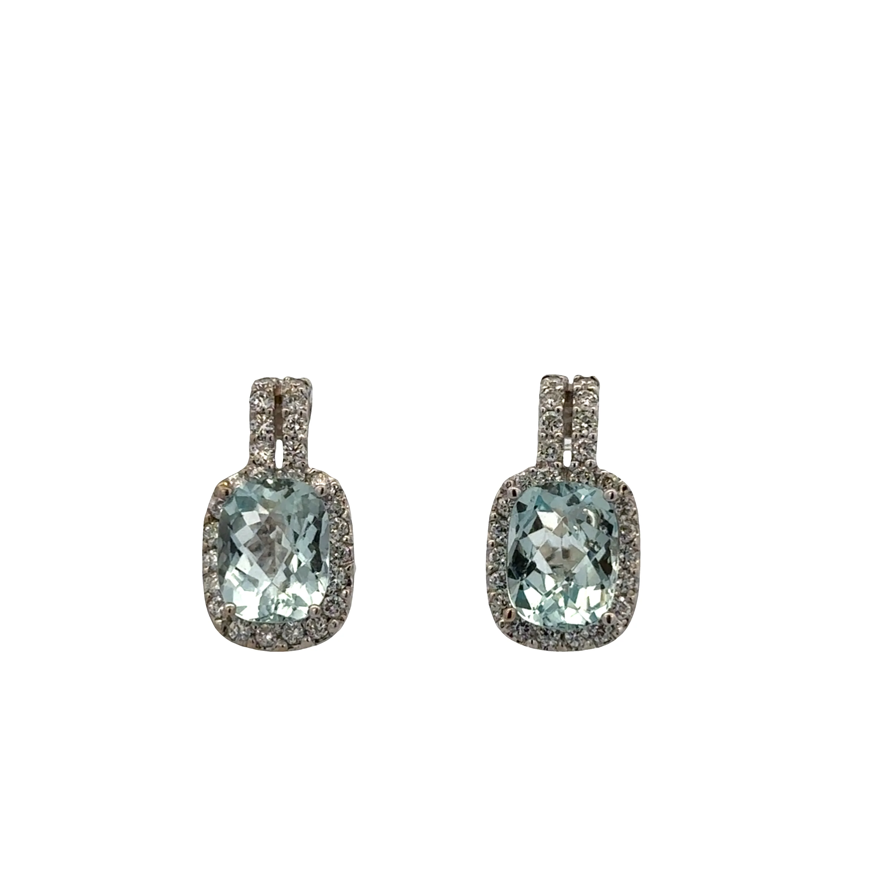 18k White Gold Aquamarine & Diamond Earrings
