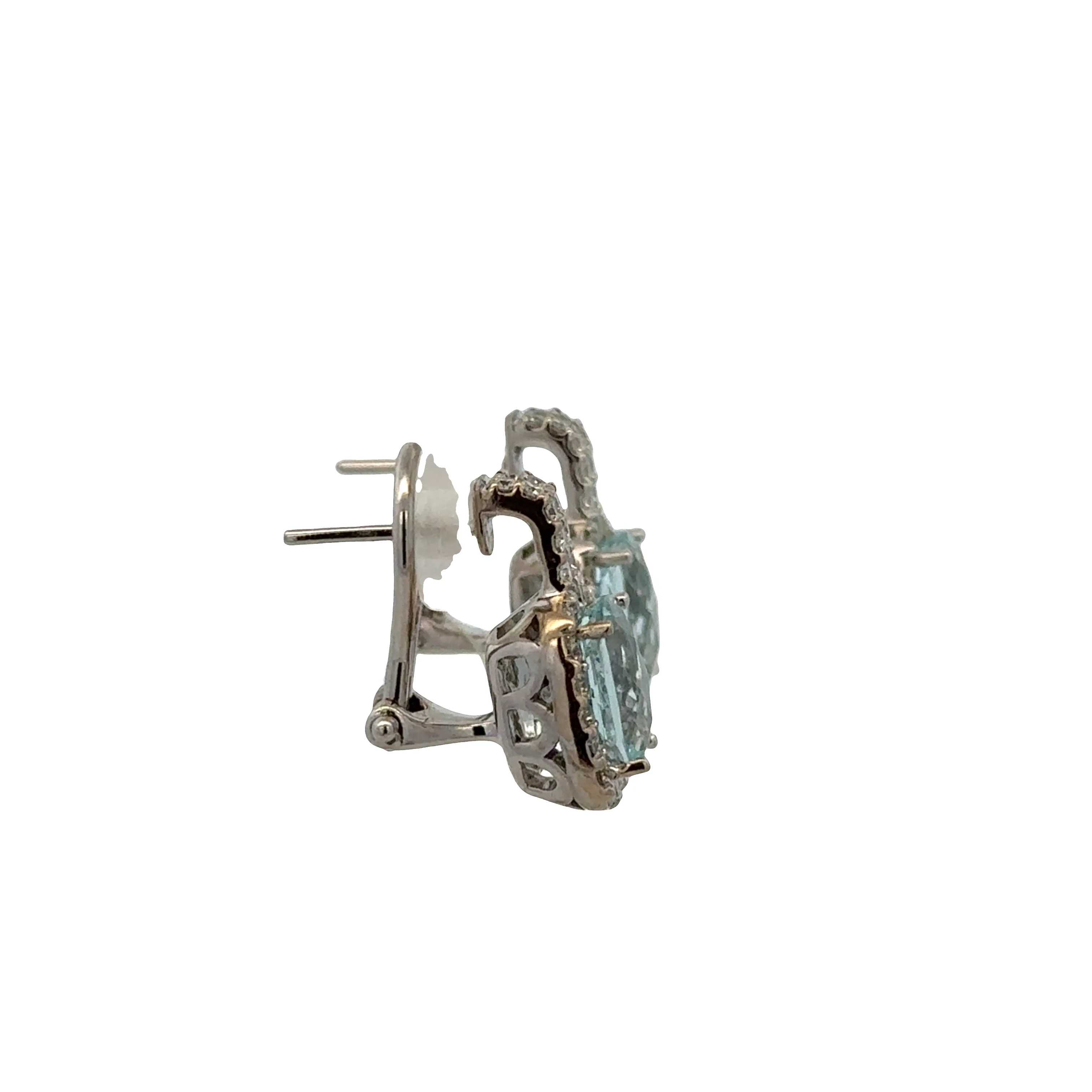 18k White Gold Aquamarine & Diamond Earrings - Image 2