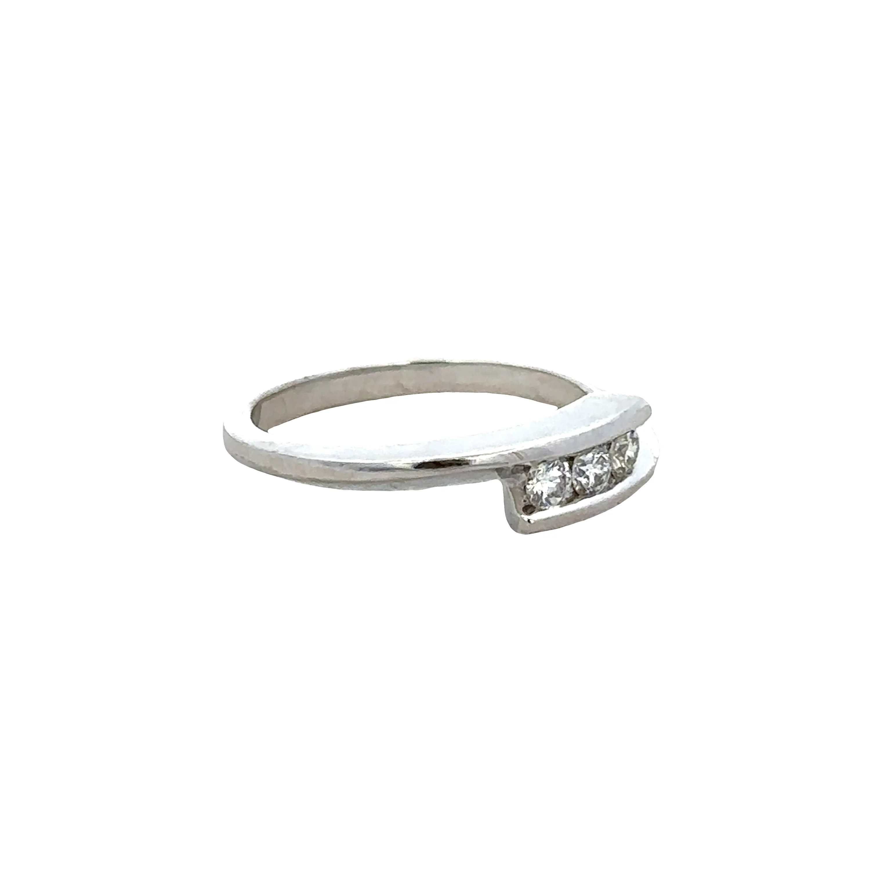 18k White Gold Diamond Bypass Band – Size 7 - Image 2