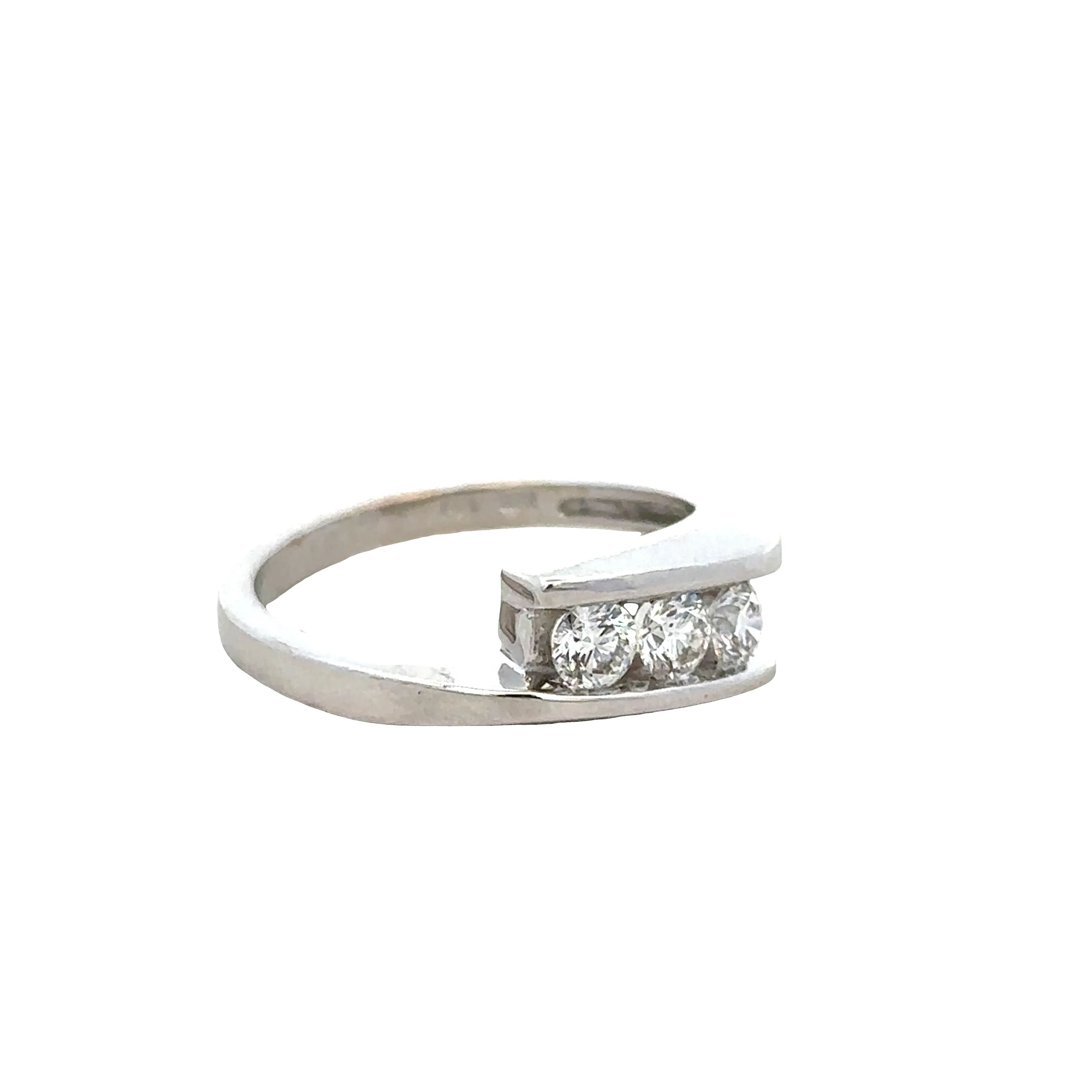 18k White Gold Diamond Bypass Ring – Size 7 - Image 2
