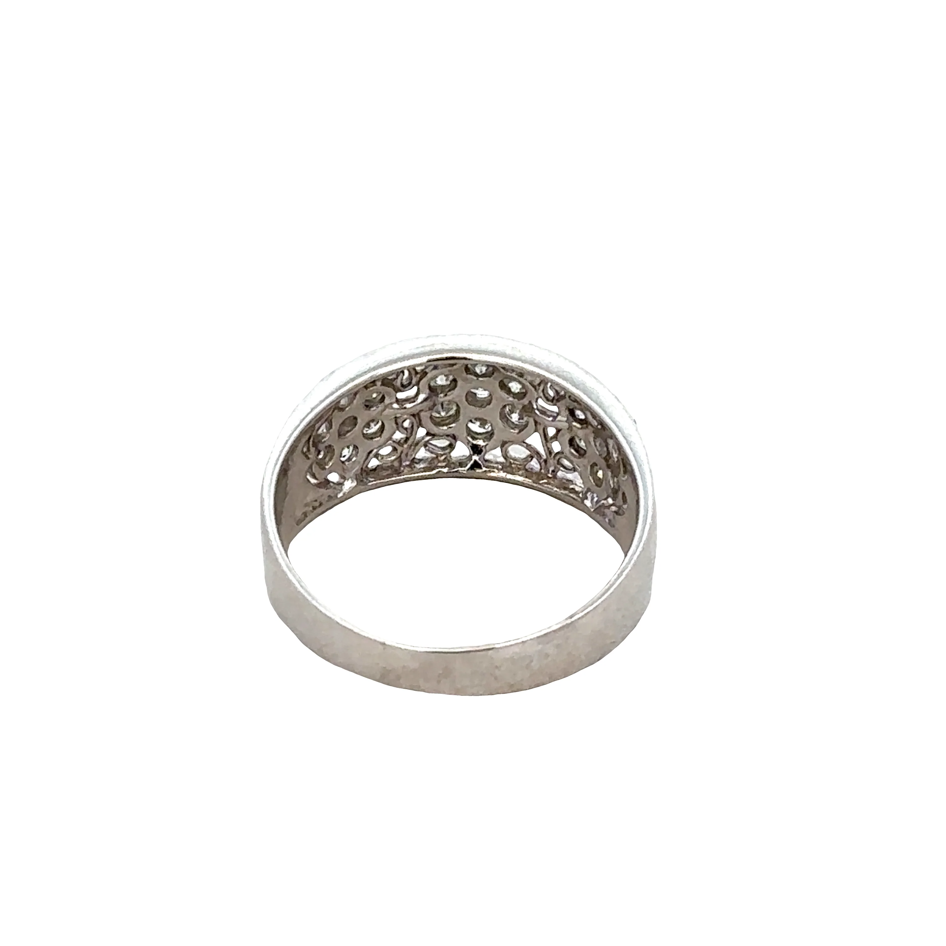 18k White Gold Diamond Floral Filigree Band – Size 9 - Image 3