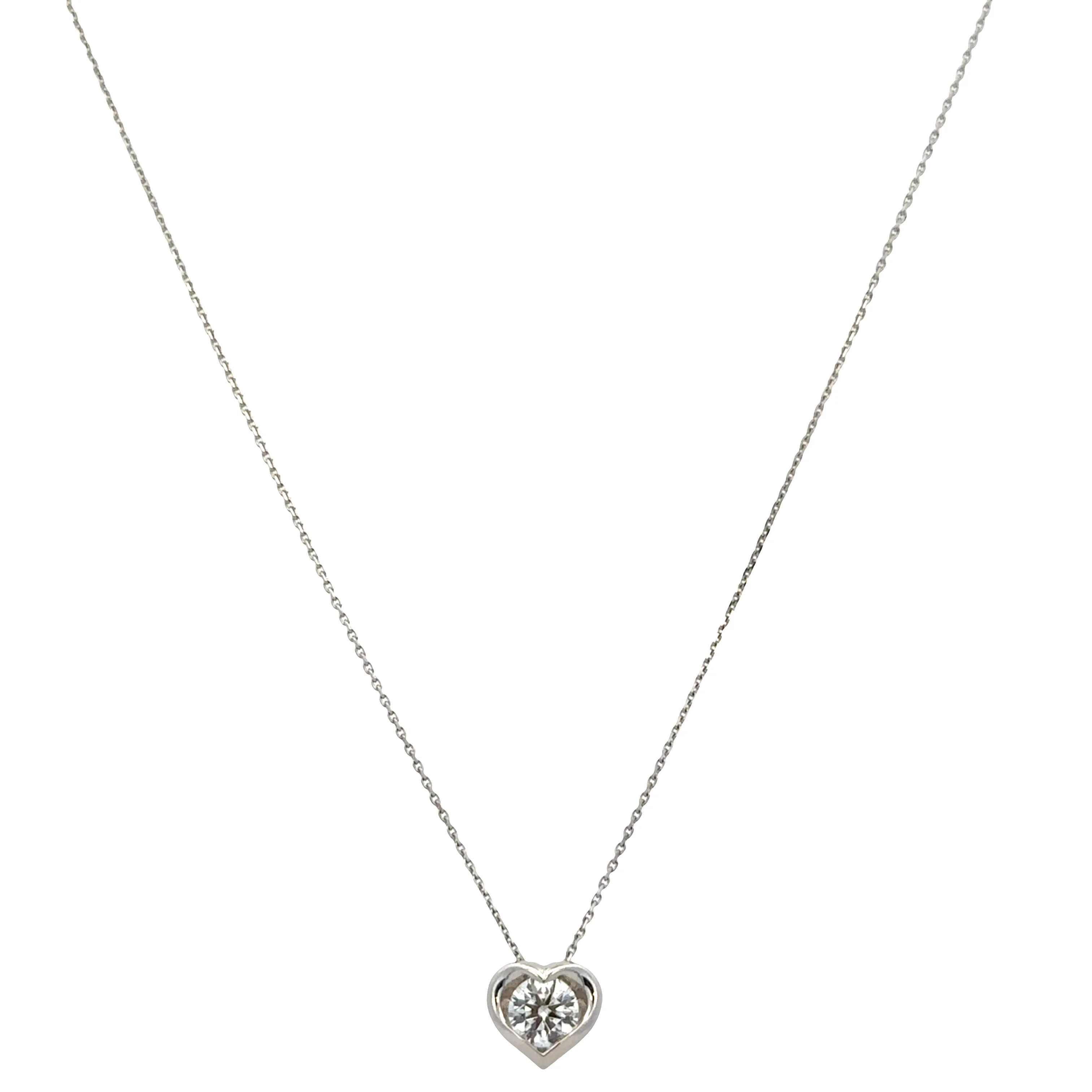18k White Gold Diamond Heart Slide Pendant Necklace - Image 2