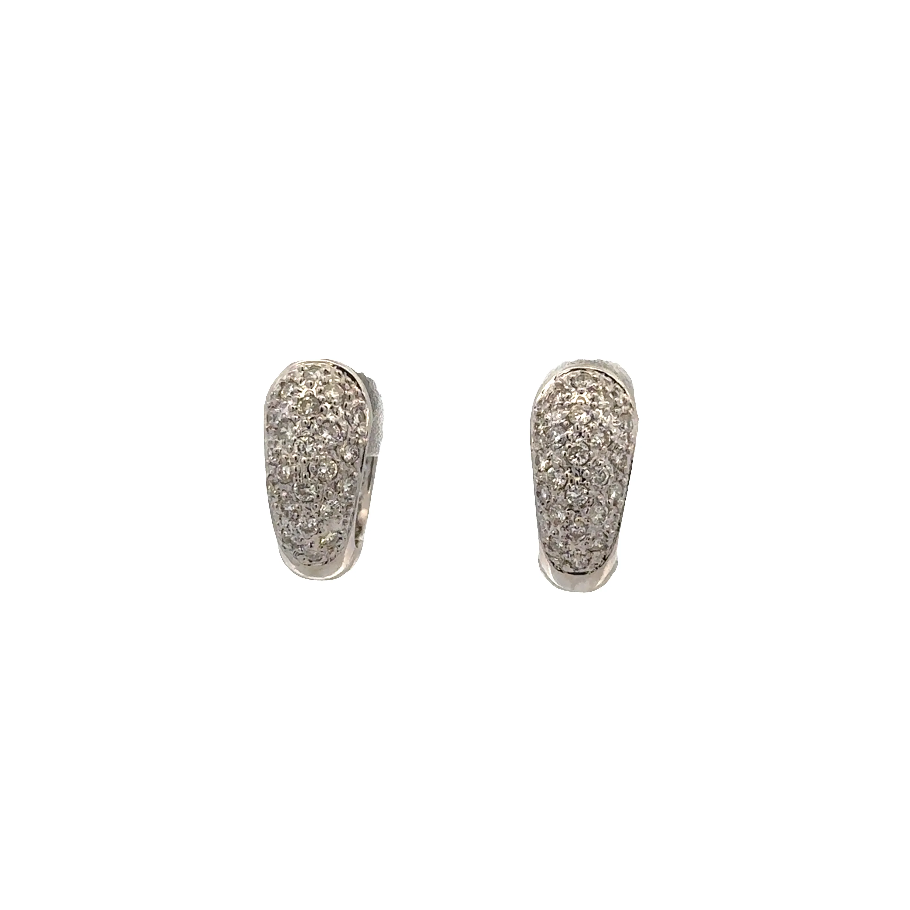 18K White Gold Diamond Hoop Earrings with Heart Cutout Detail – 0.72 CTW
