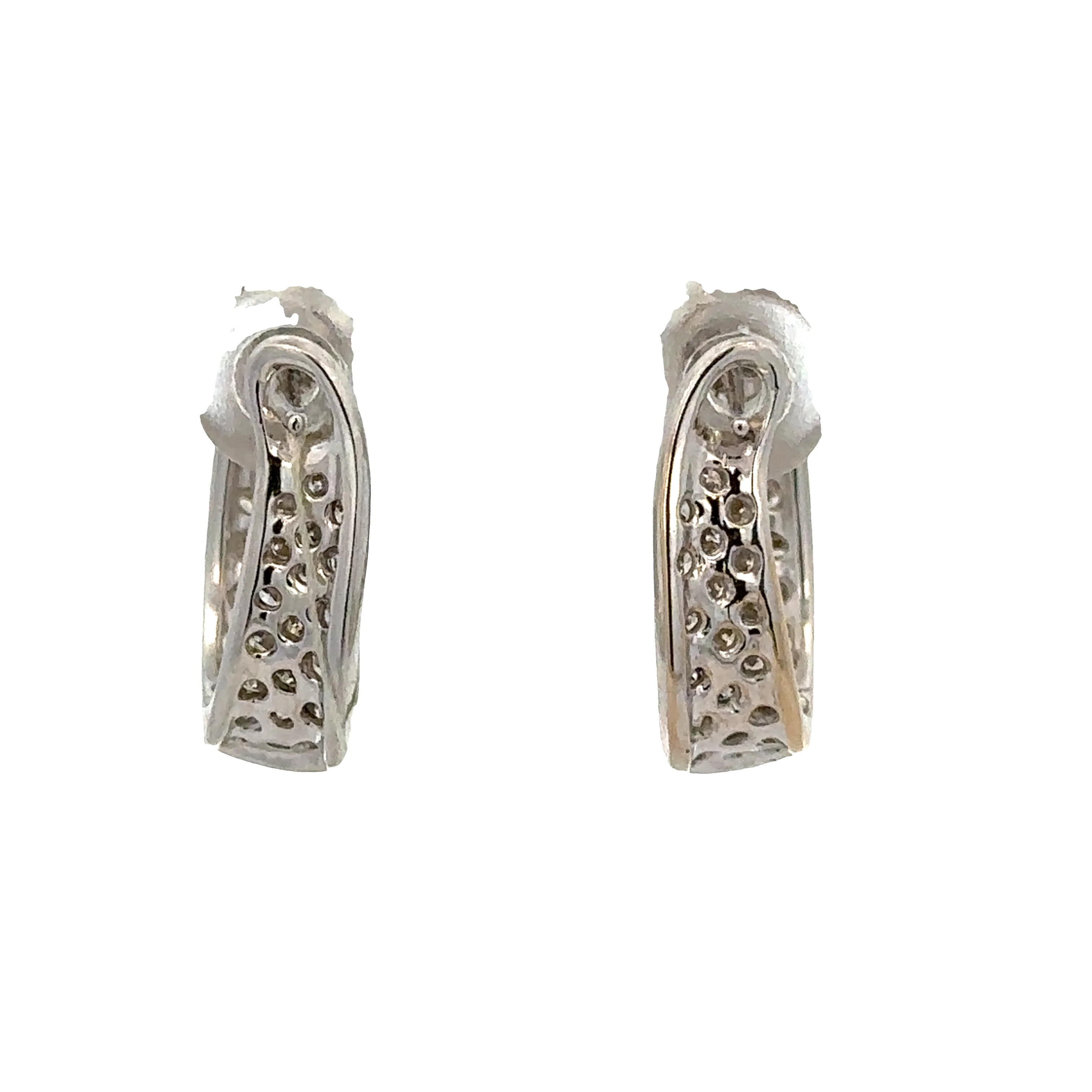 18k White Gold Diamond Huggie Earrings, 1.48 CTW, VS2-SI1 Clarity - Image 3