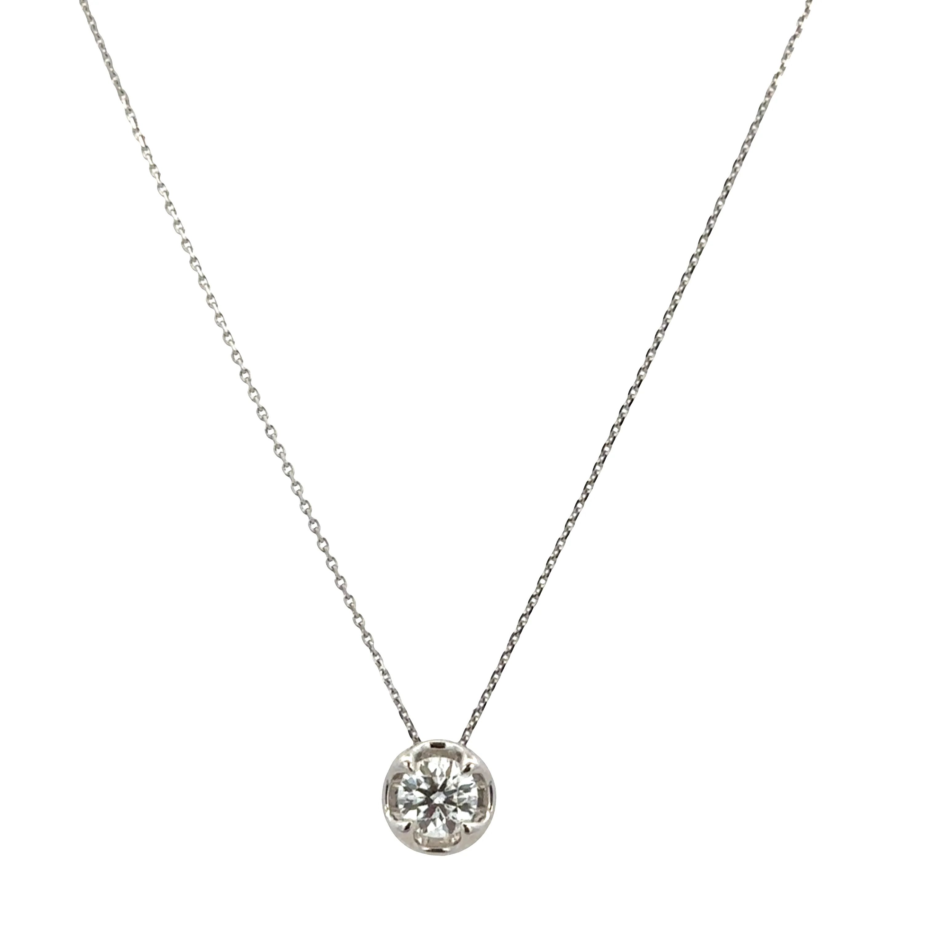 18k White Gold Diamond Slide Pendant Necklace