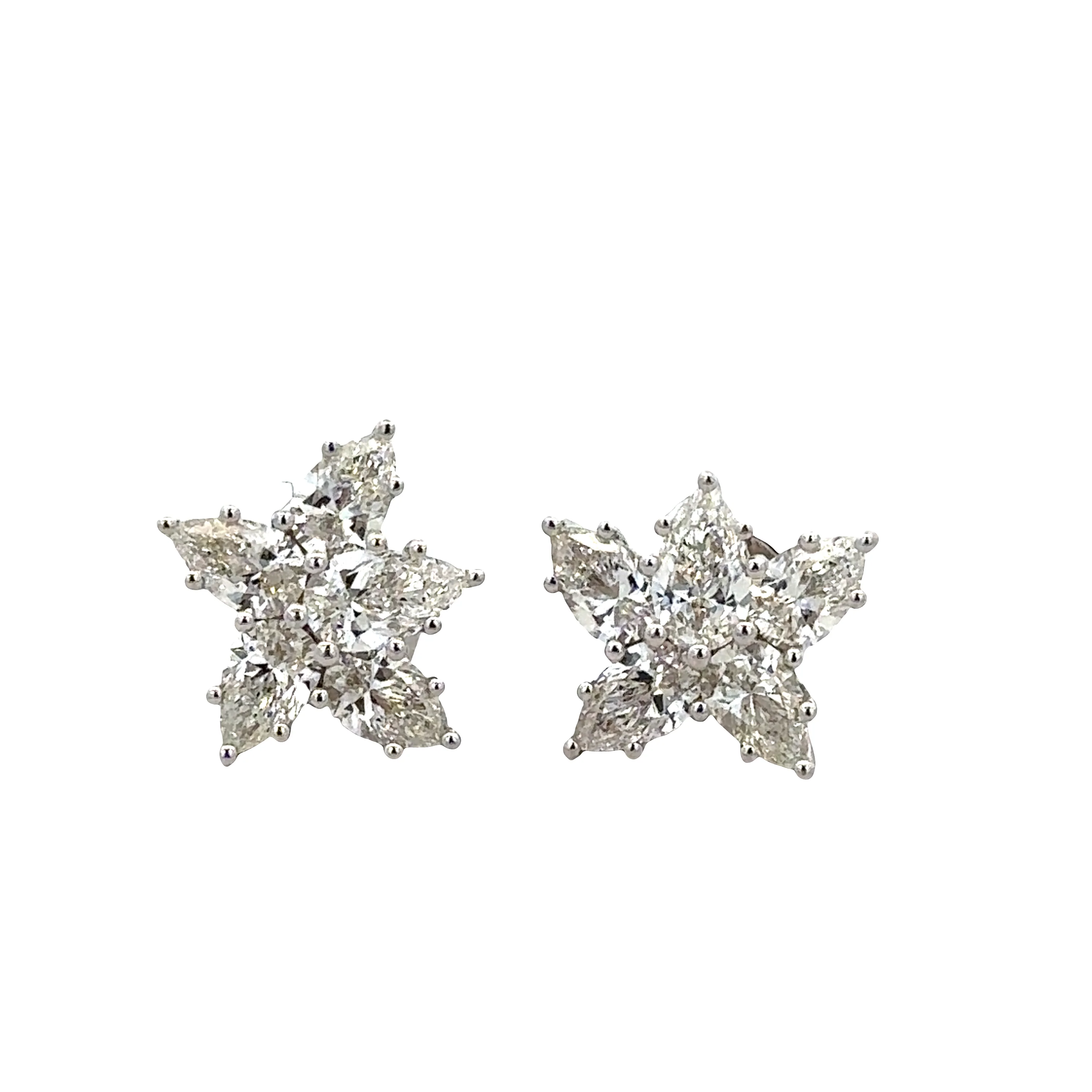 18k White Gold Diamond Star Motif Stud Earrings