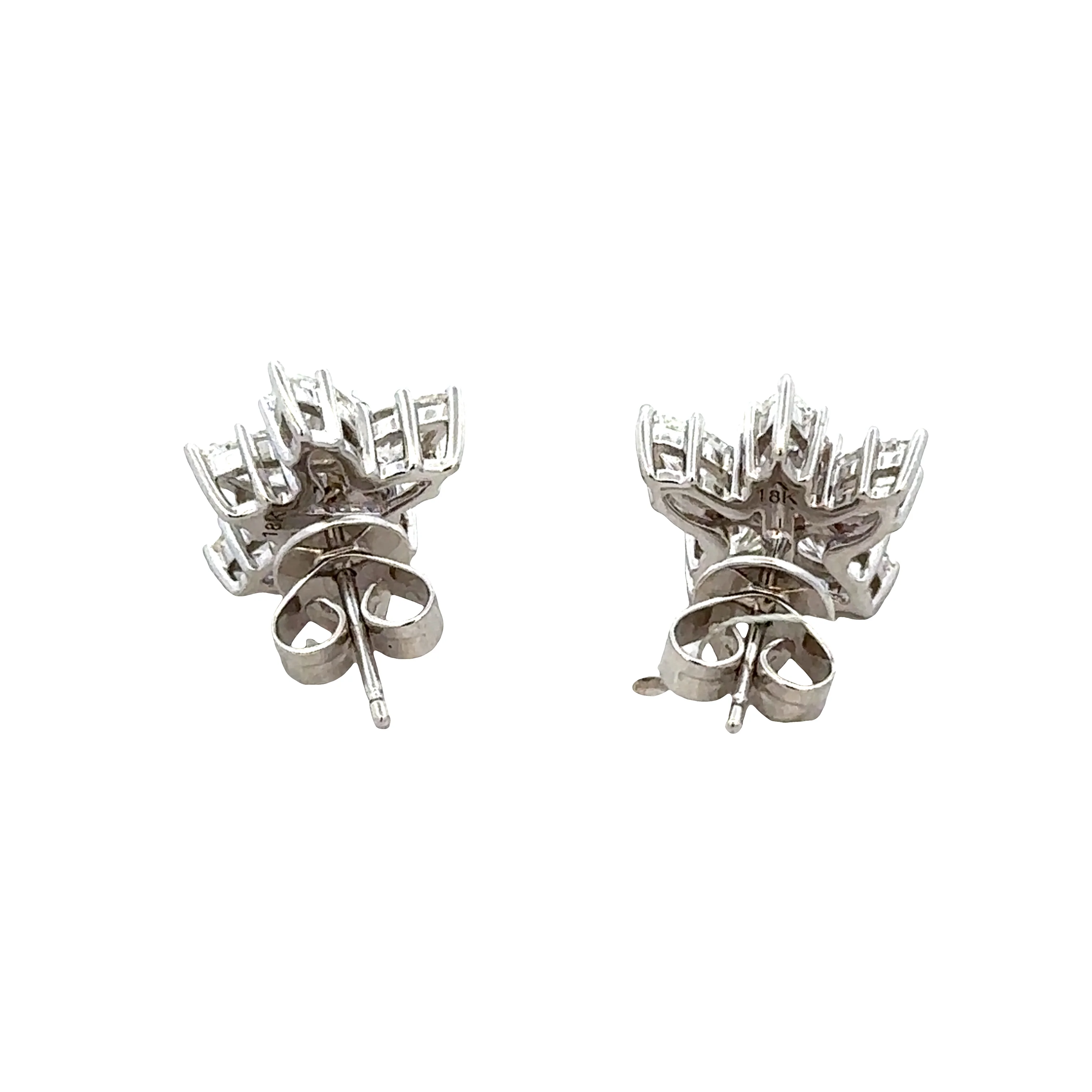 18k White Gold Diamond Star Motif Stud Earrings - Image 2