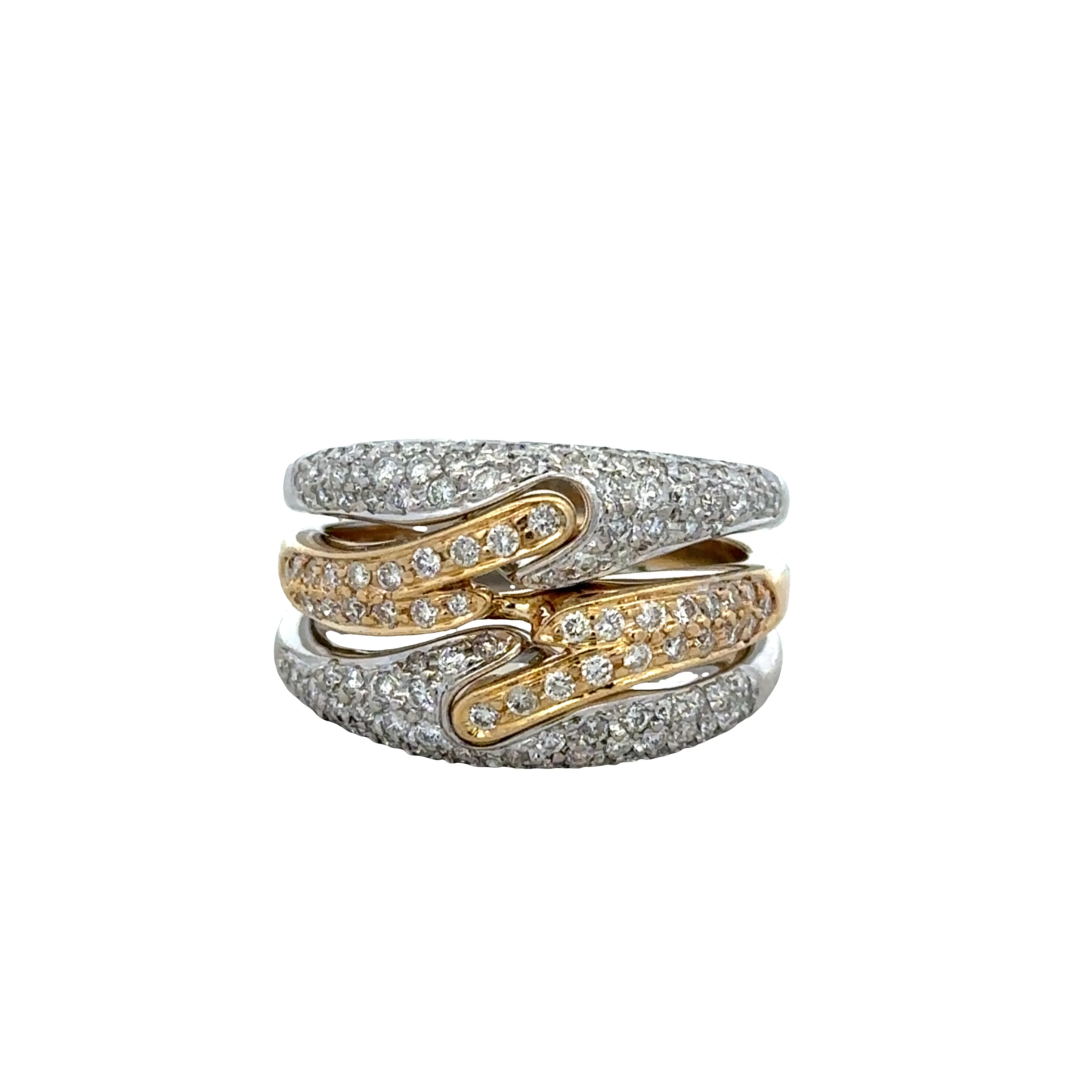 18k White & Yellow Gold Openwork Diamond Band – Size 8
