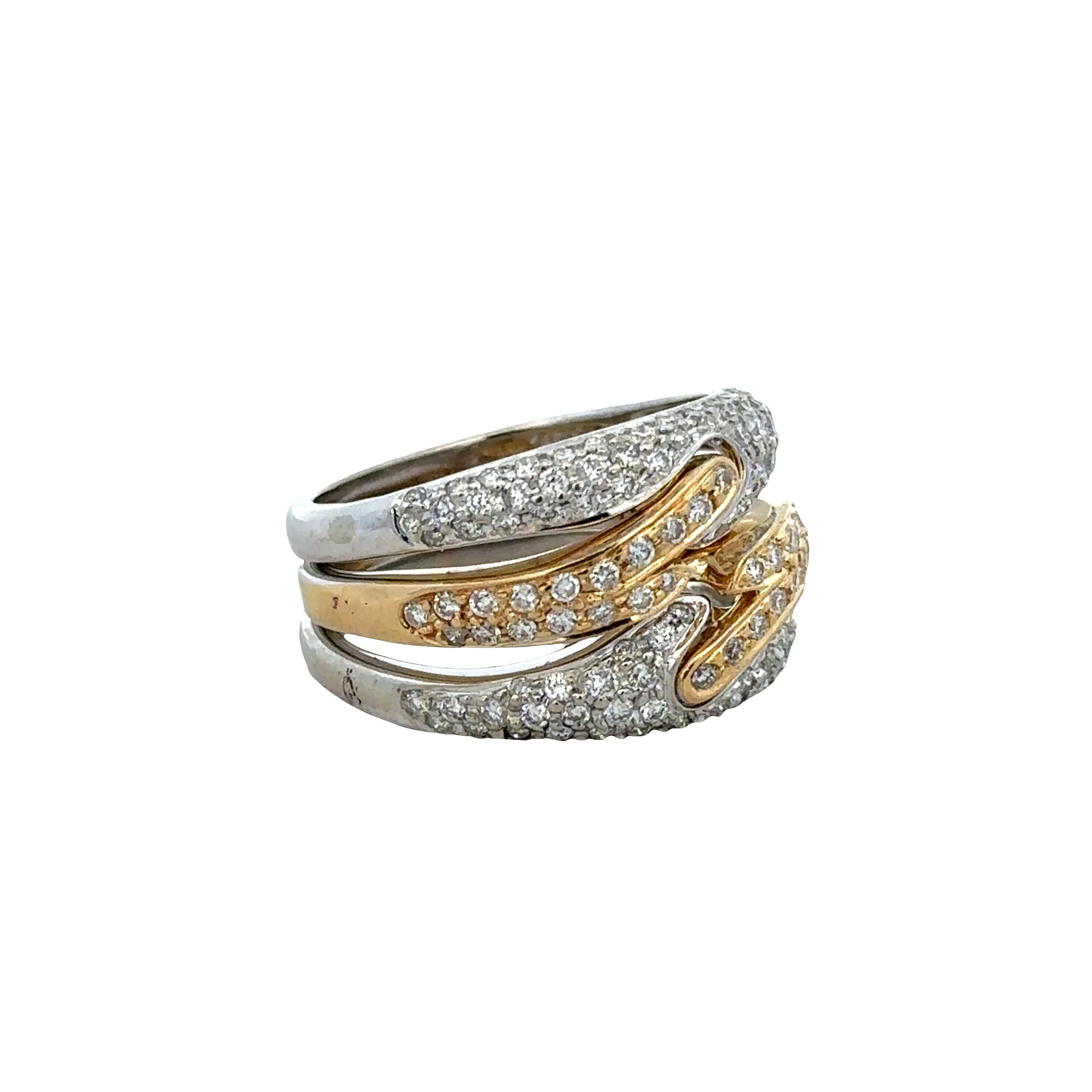 18k White & Yellow Gold Openwork Diamond Band – Size 8 - Image 2