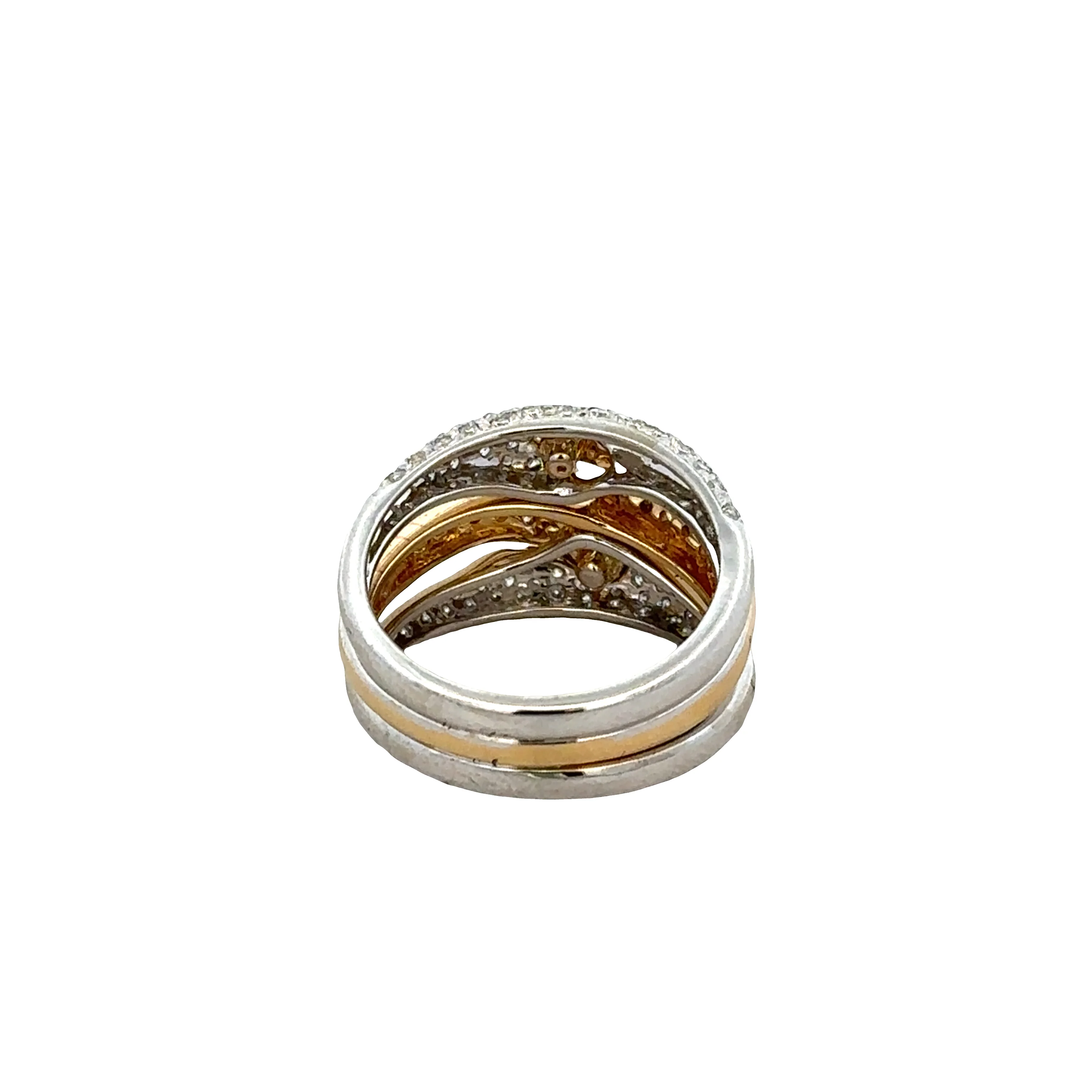 18k White & Yellow Gold Openwork Diamond Band – Size 8 - Image 3