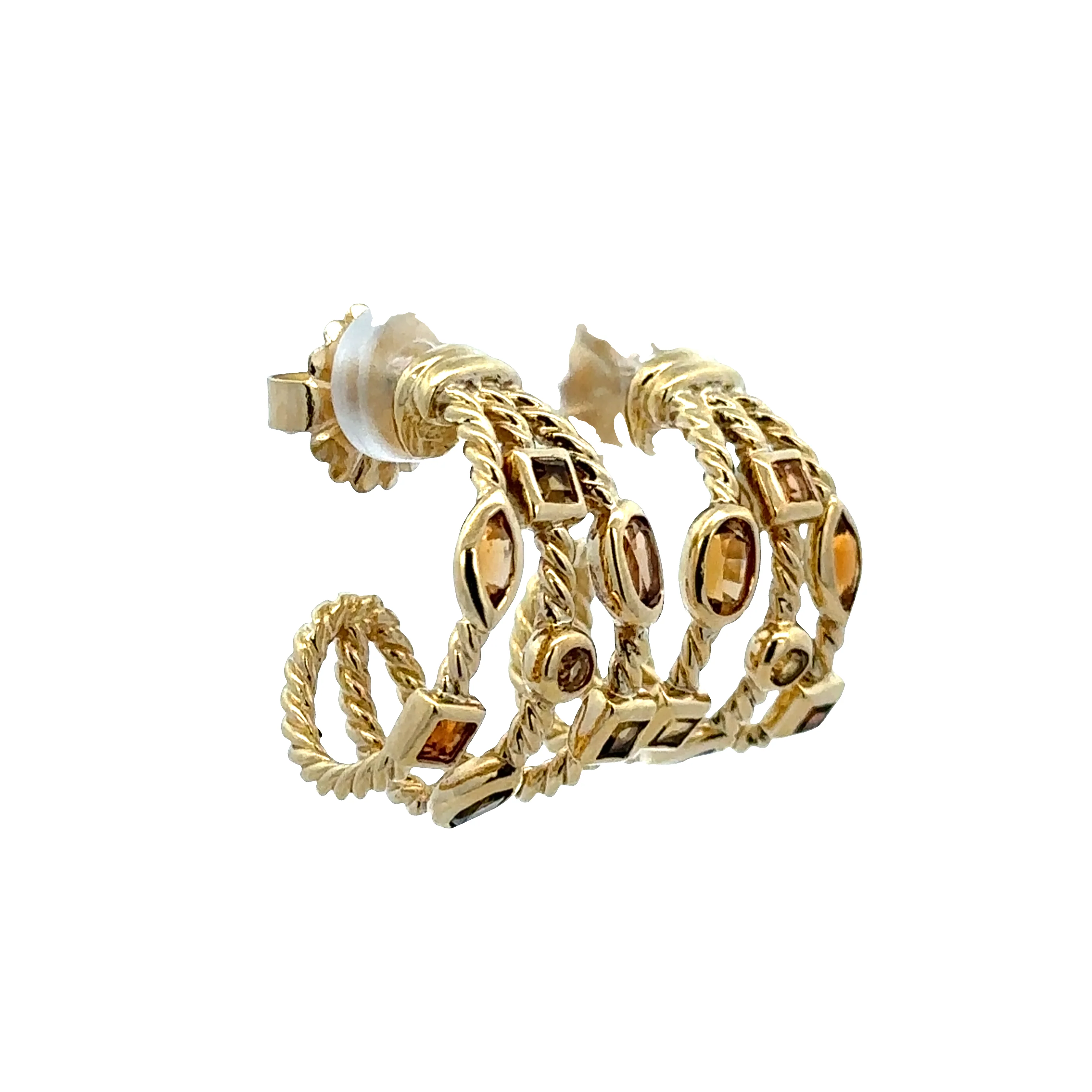 18k Yellow Gold David Yurman Multi Gemstone Huggie Earrings – 2.20 CTW - Image 2