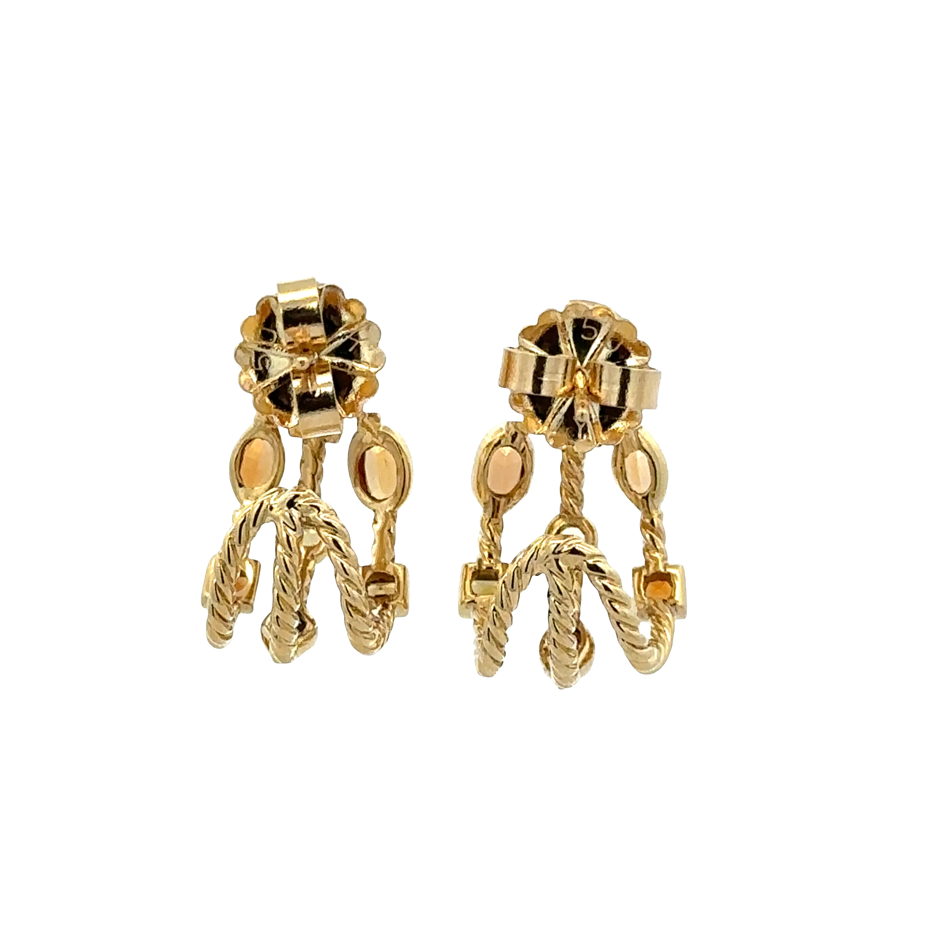 18k Yellow Gold David Yurman Multi Gemstone Huggie Earrings – 2.20 CTW - Image 3