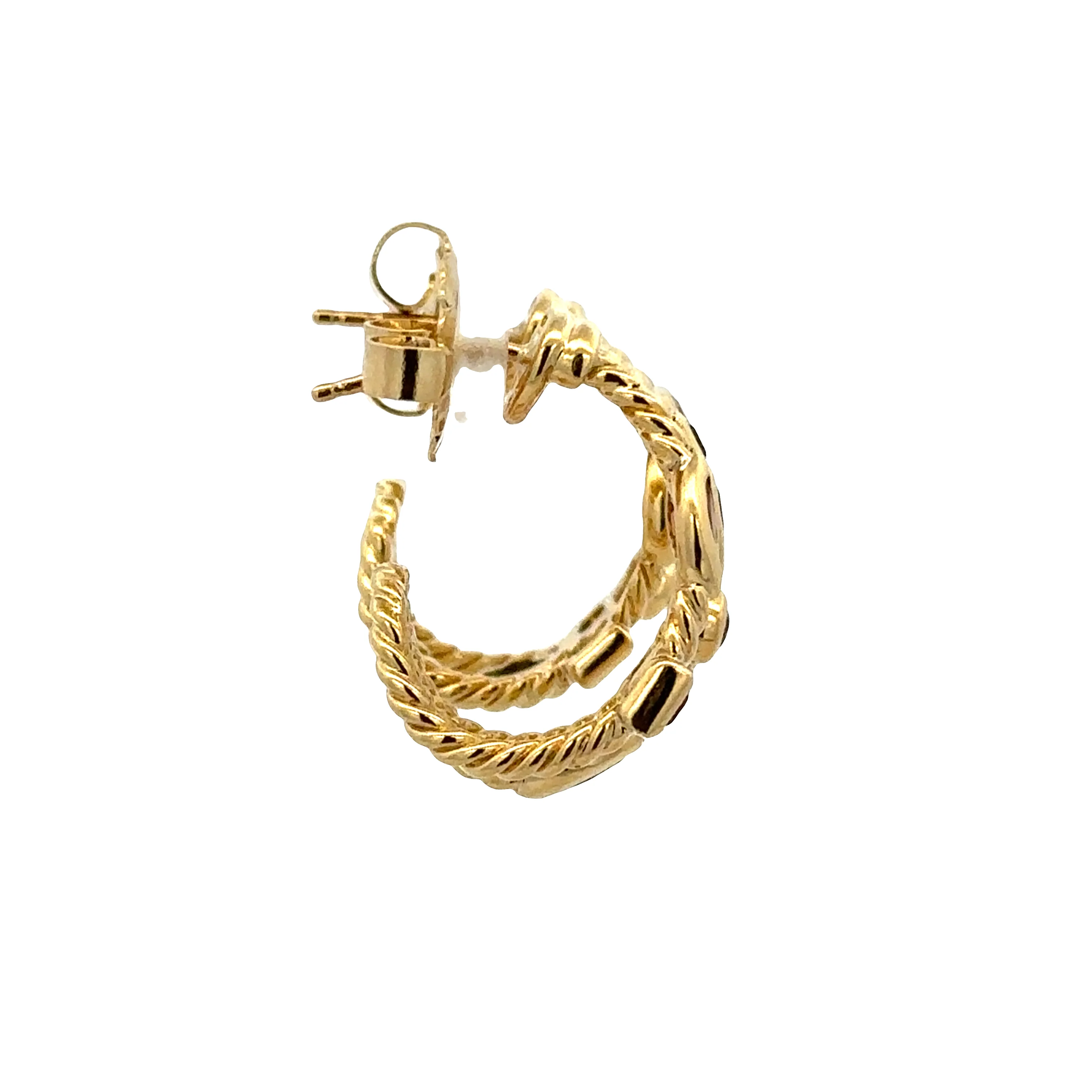 18k Yellow Gold David Yurman Multi Gemstone Huggie Earrings – 2.20 CTW - Image 4