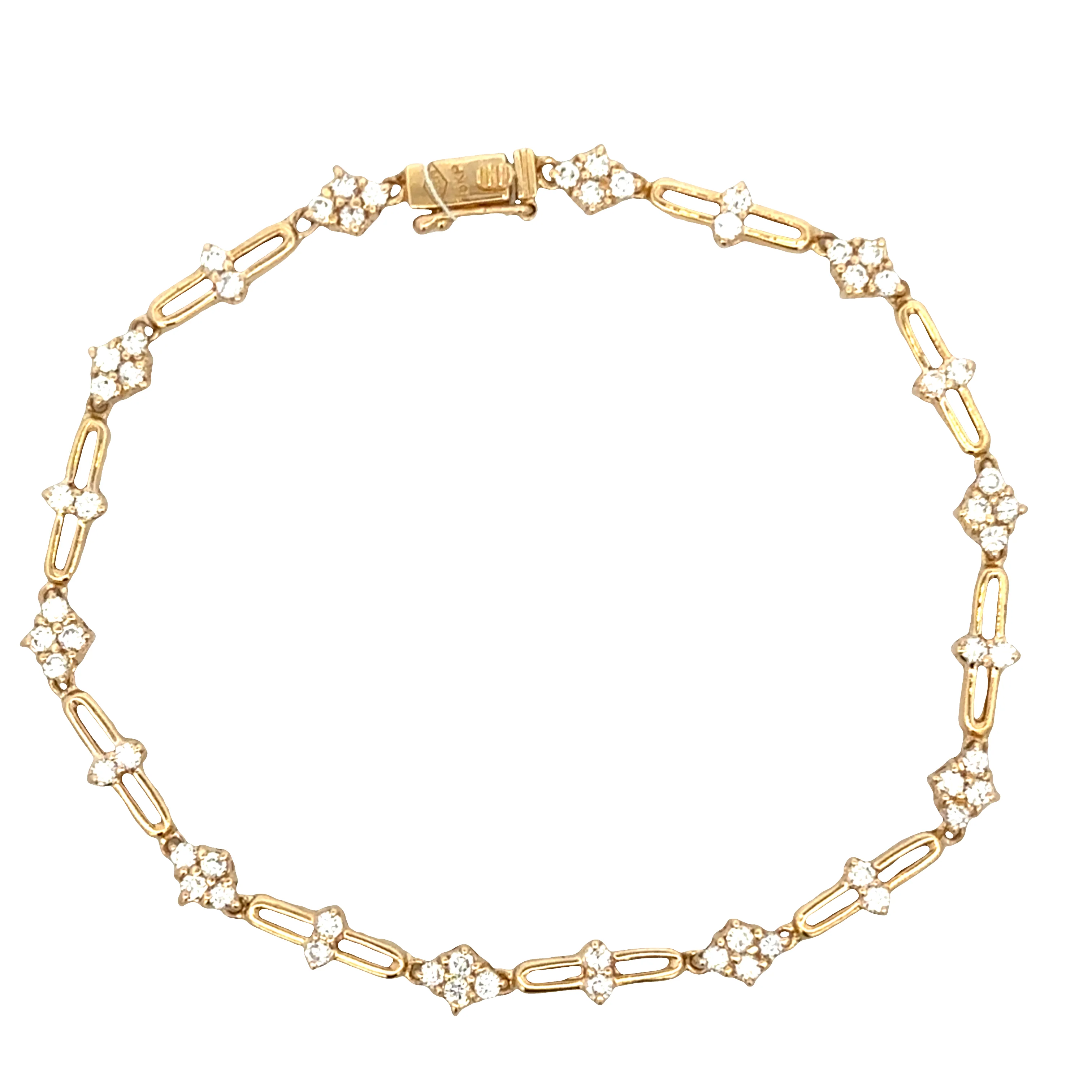18k Yellow Gold Diamond Openwork Link Bracelet – 6.5" Long - Image 2