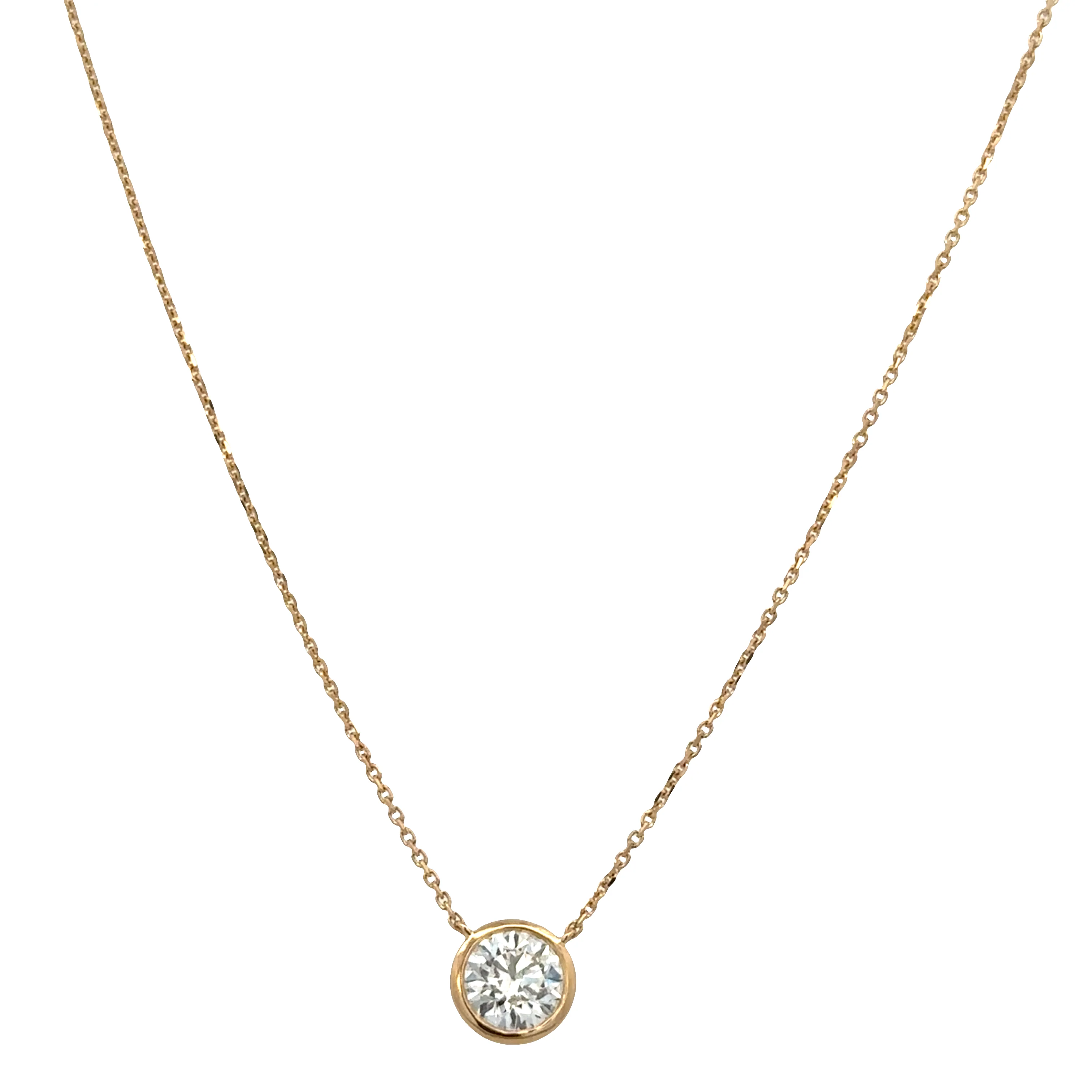 18k Yellow Gold Diamond Solitaire Necklace – 0.70 ct. (GIA Certified)