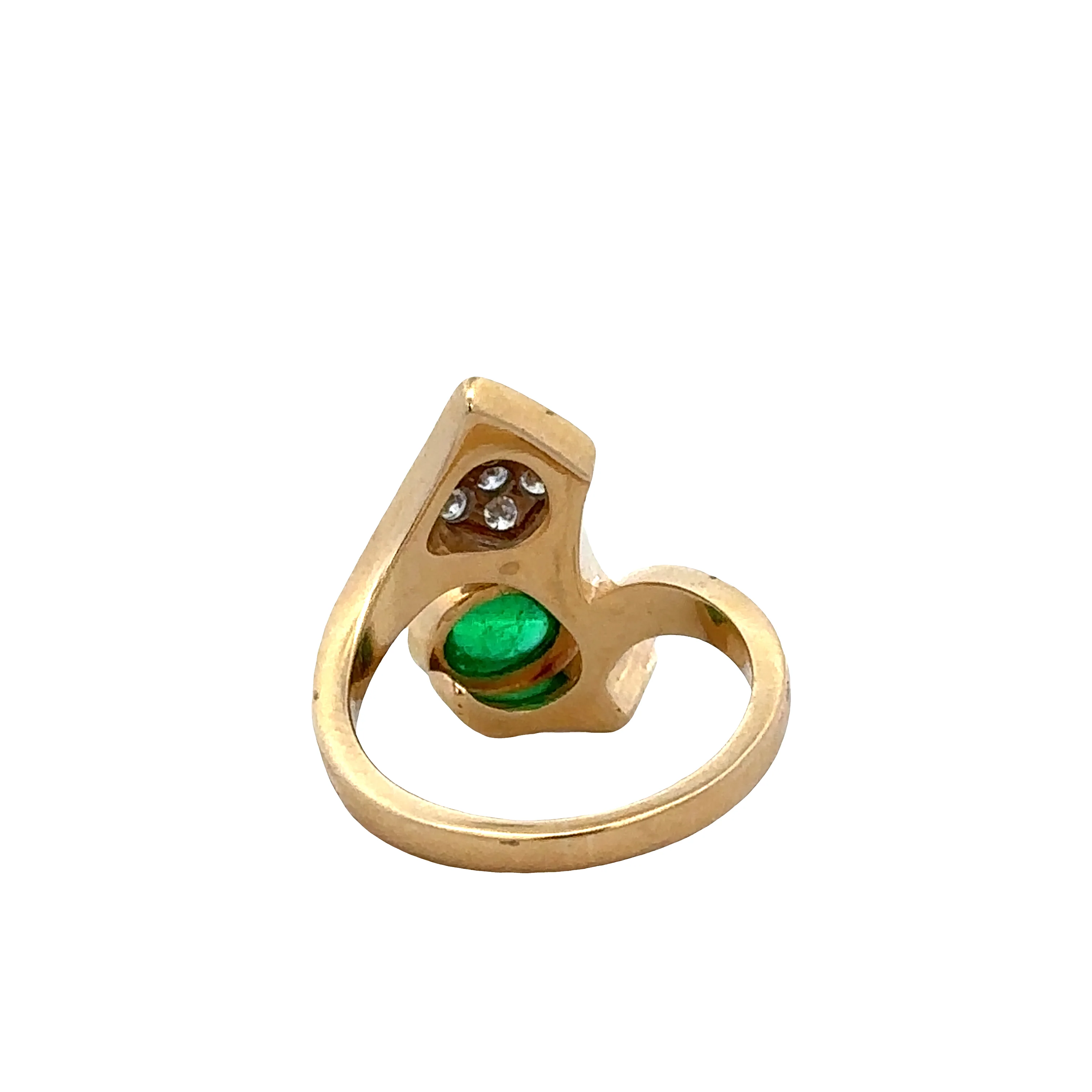 18k Yellow Gold Emerald & Diamond Abstract Floral Ring – Size 6.5 - Image 3