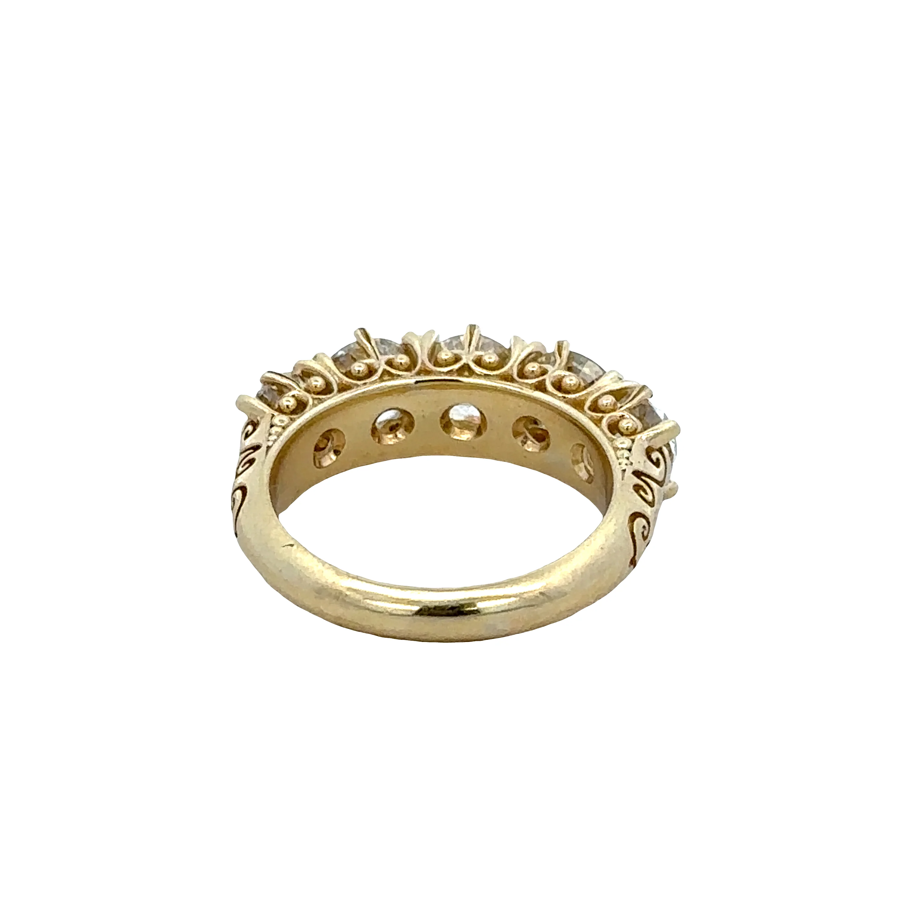 18k Yellow Gold Five-Stone Fancy Yellow Old European Cut Diamond Ring – Size 6.75 - Image 3