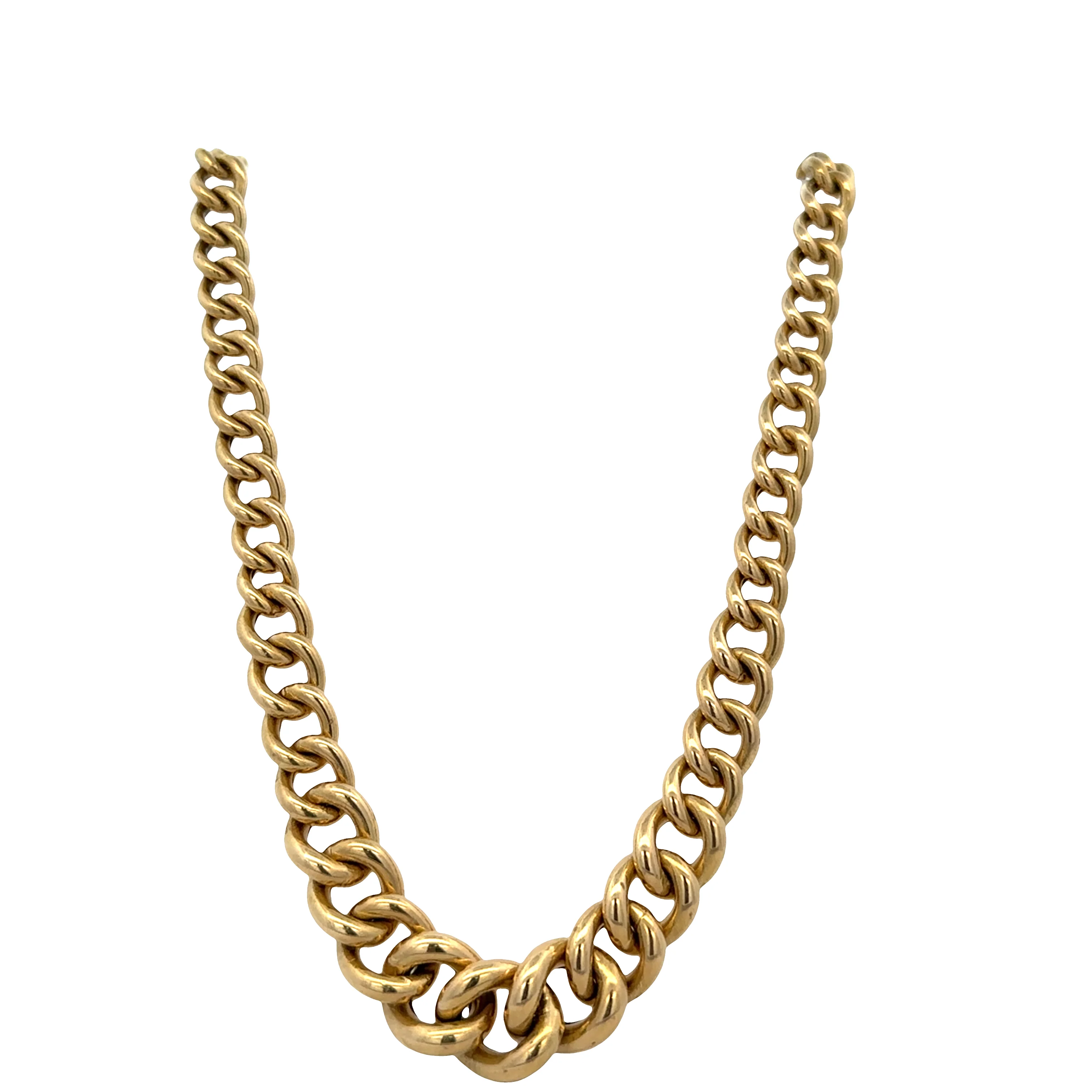 18k Yellow Gold Graduated Cable Chain Necklace – 18" - Image 2