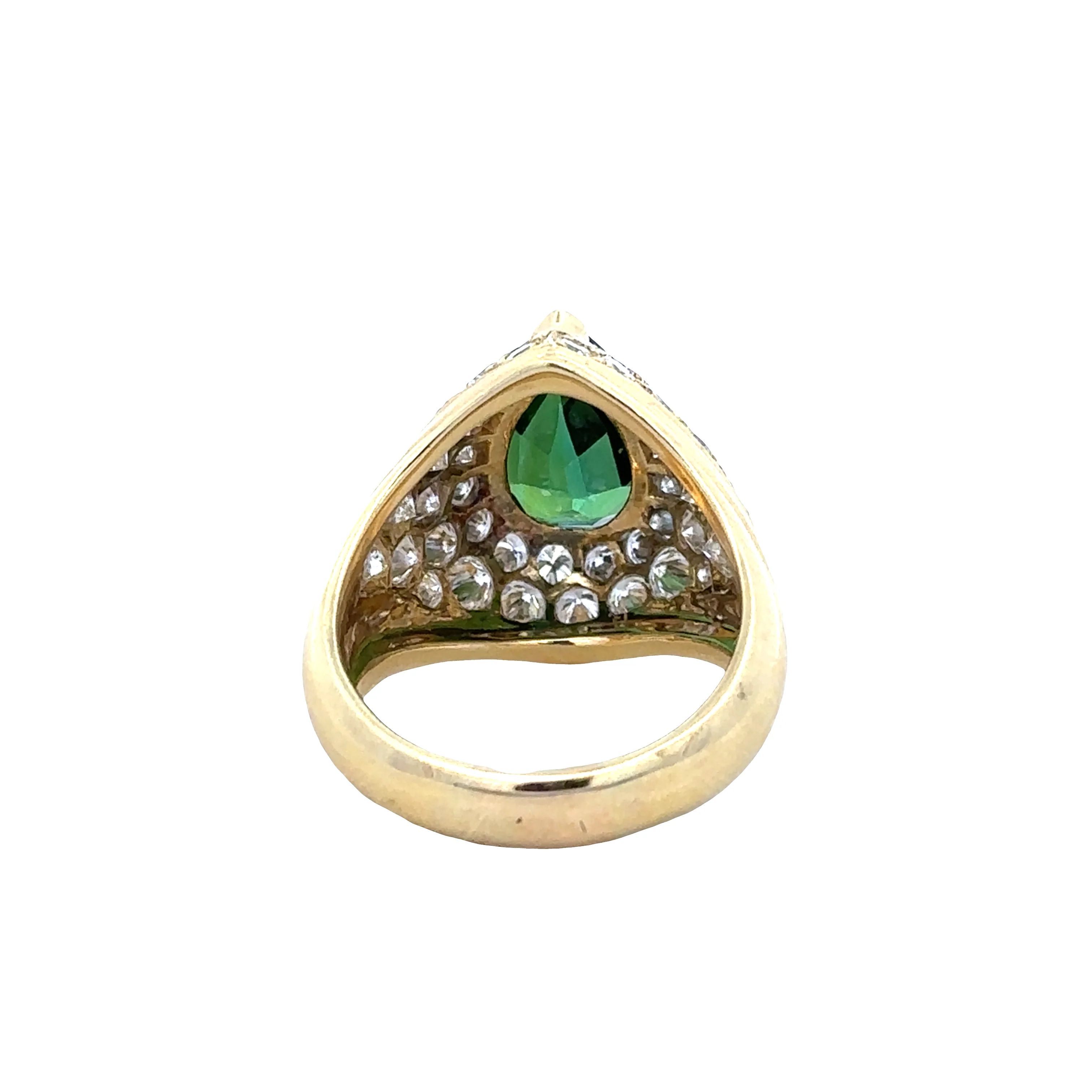 18k Yellow Gold Green Tourmaline and Diamond Ring – Size 6.75 - Image 3