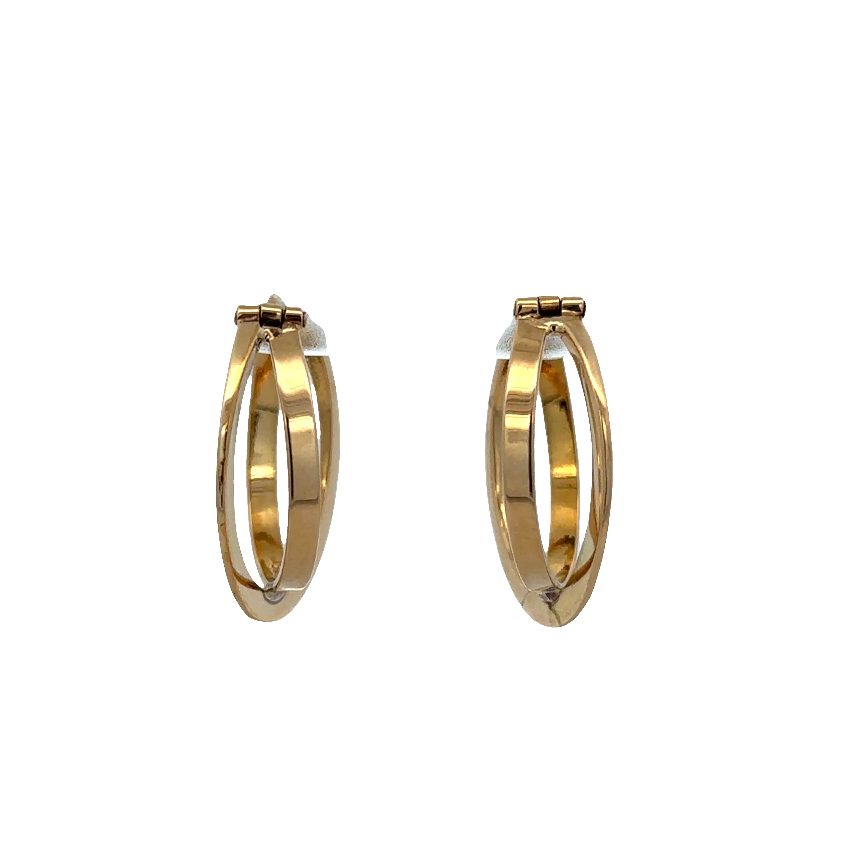 18k Yellow Gold Modern Abstract Hoop Earrings – 3/4" Tall
