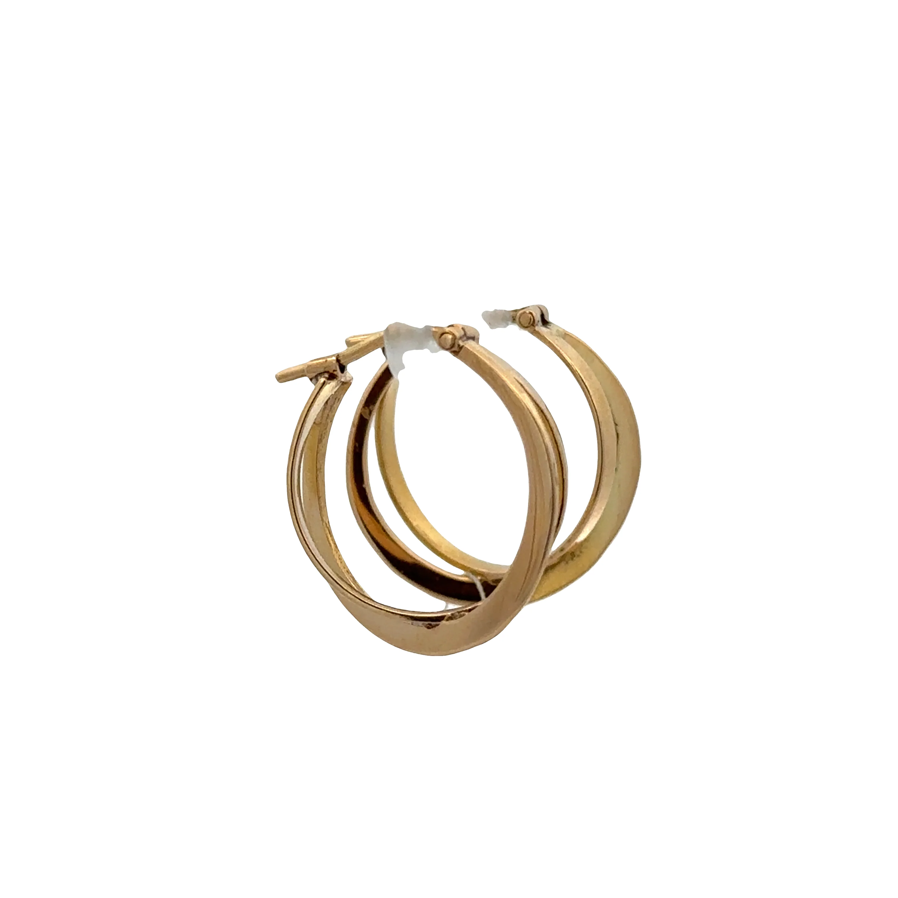 18k Yellow Gold Modern Abstract Hoop Earrings – 3/4" Tall - Image 2