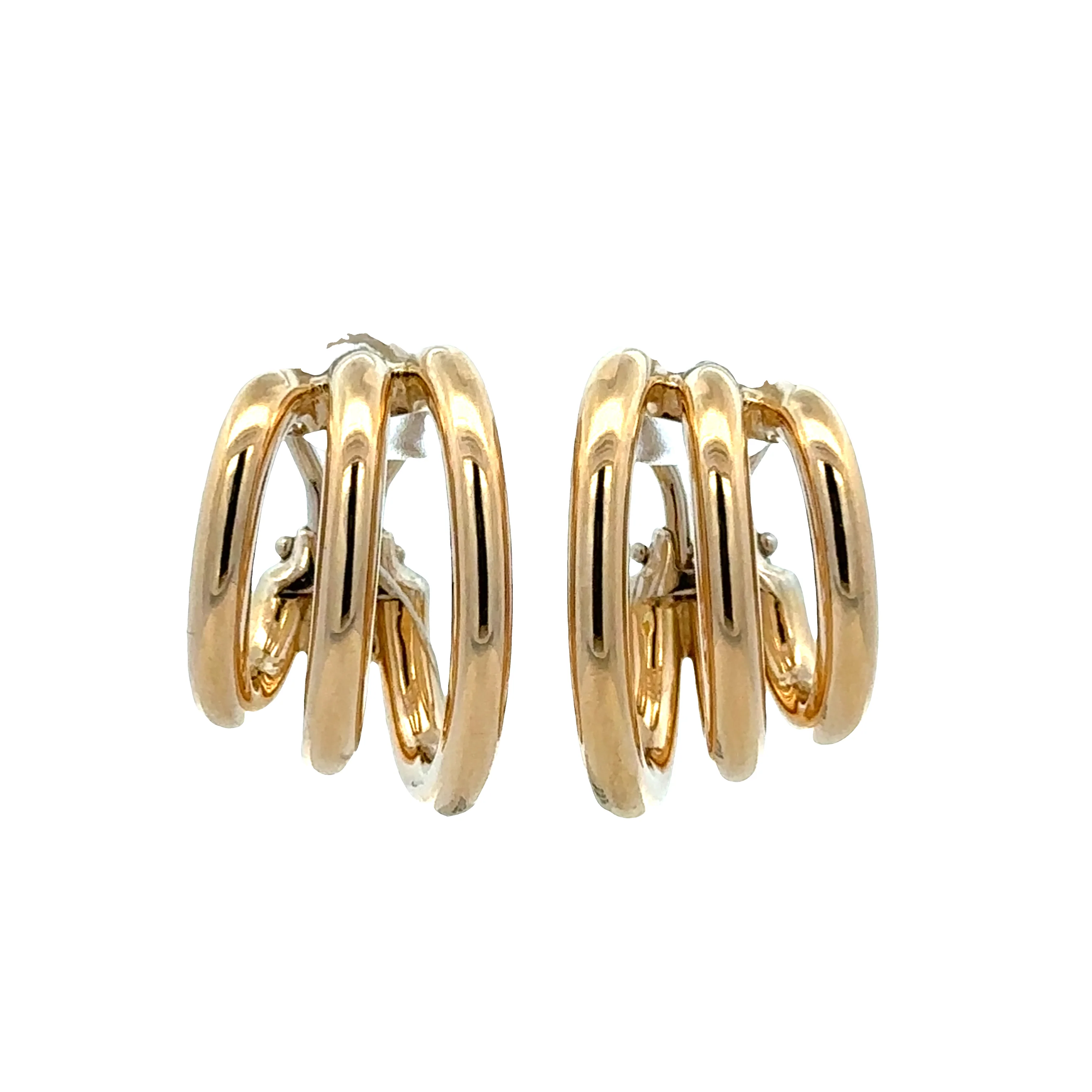 18k Yellow Gold Openwork Tube Hoop Earrings – 7/8" Tall