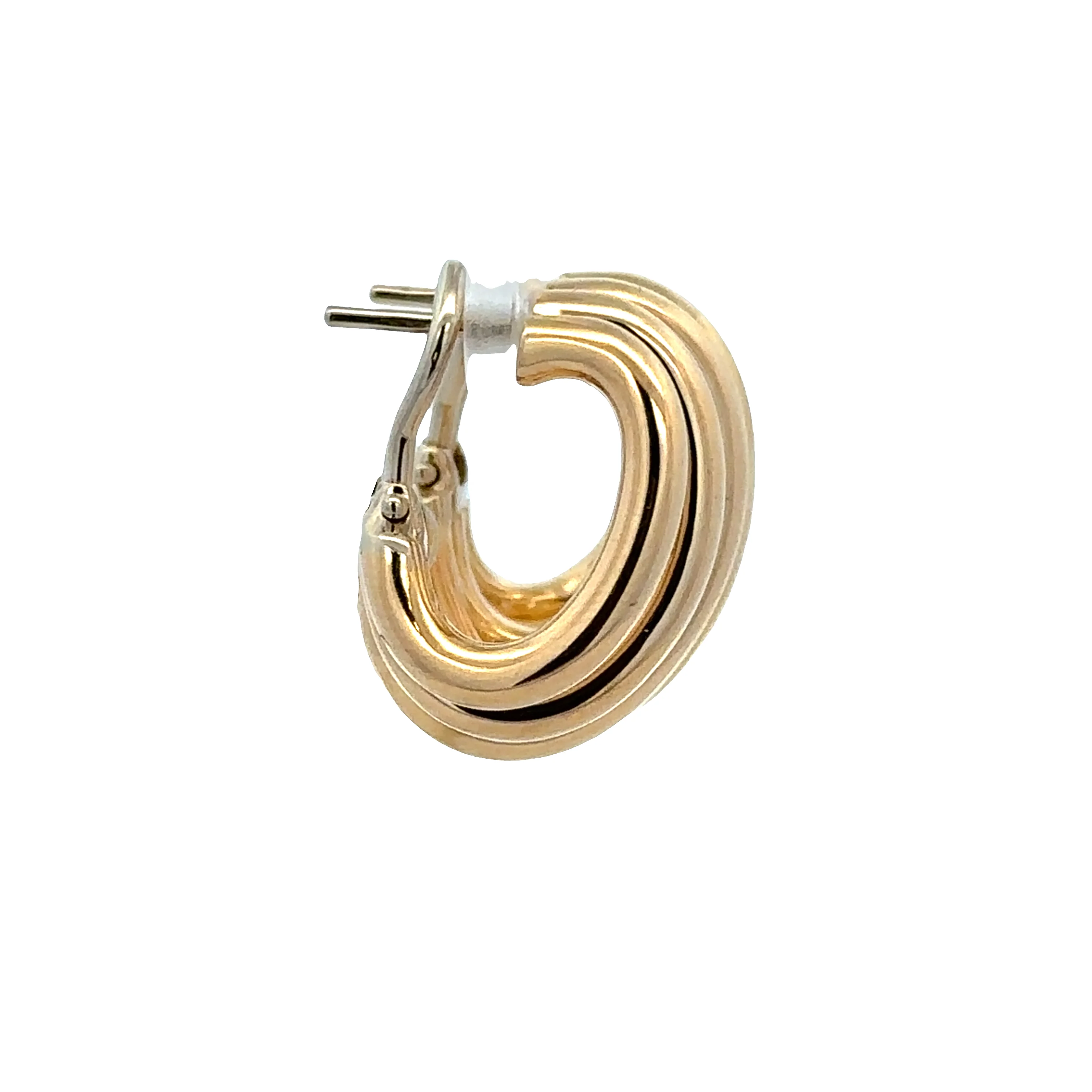 18k Yellow Gold Openwork Tube Hoop Earrings – 7/8" Tall - Image 2