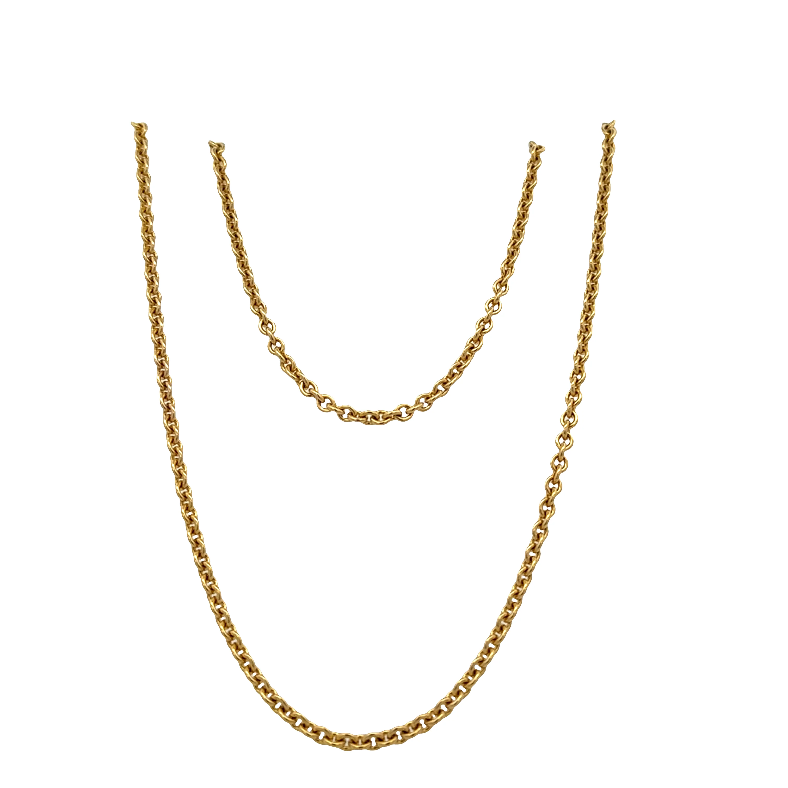 18k Yellow Gold Rolo Chain Necklace – 24" Long